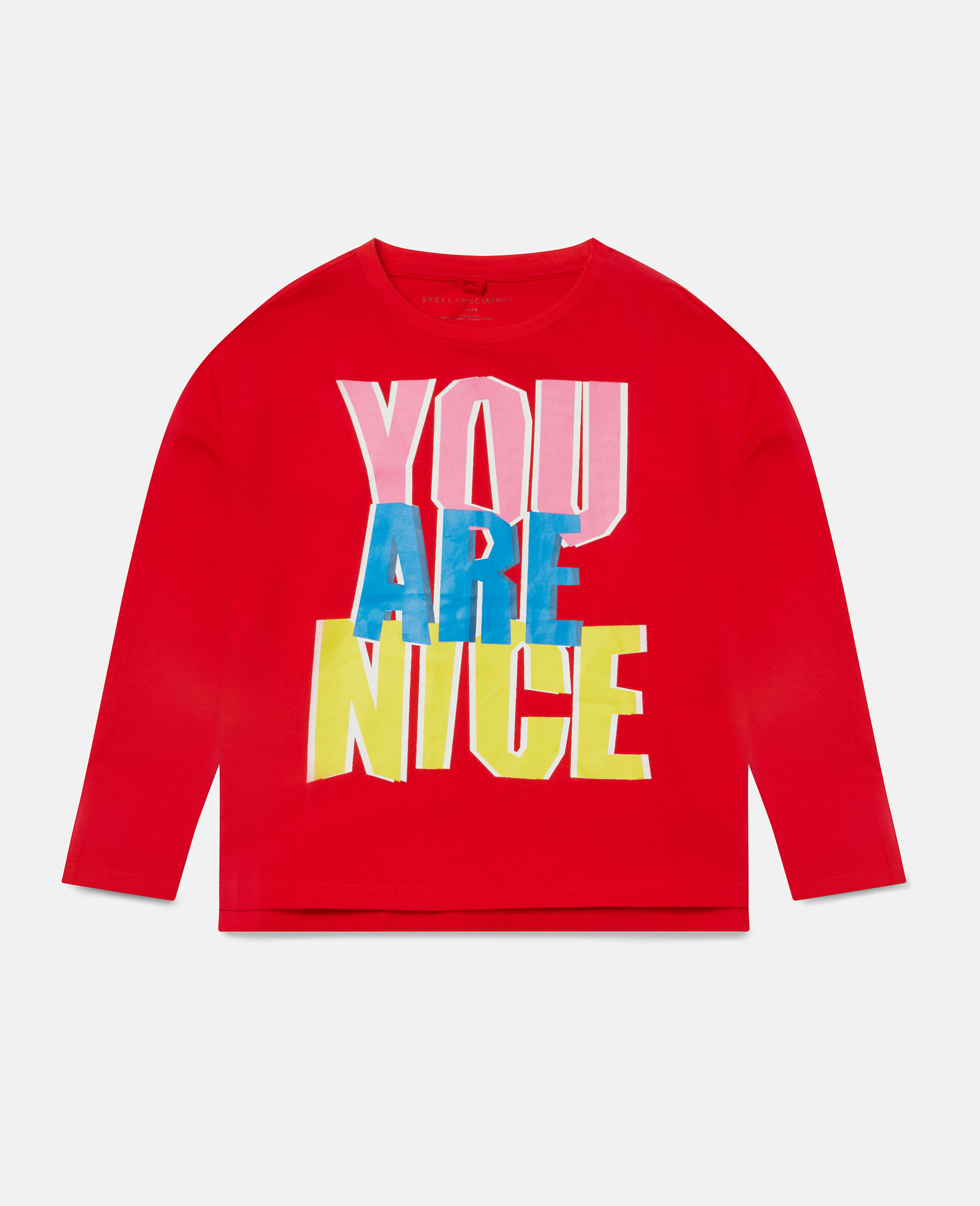You Are Nice Print Cotton T‐Shirt-Red-large
