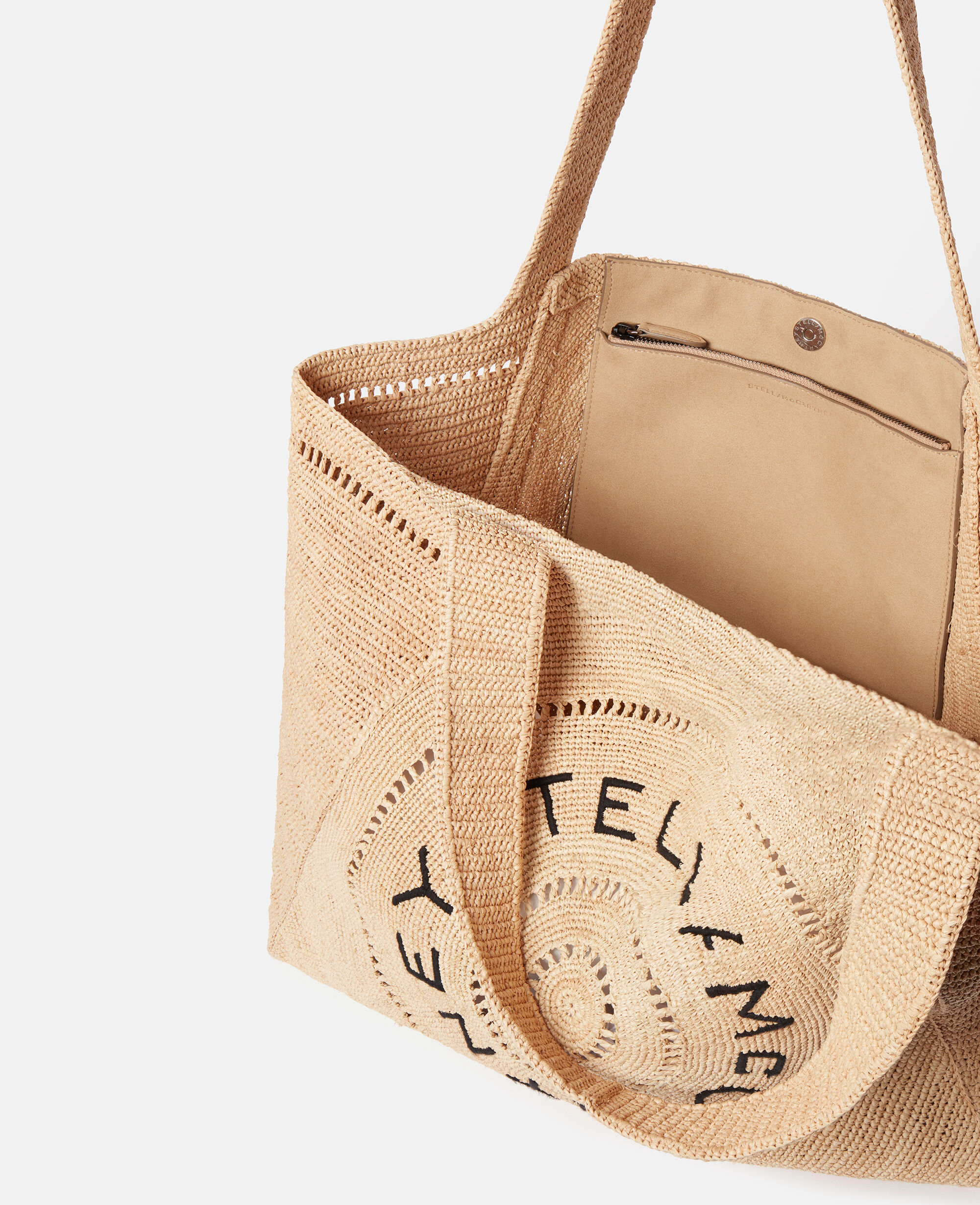 Women NATURAL ロゴ ラフィア ミディアム トートバッグ | Stella