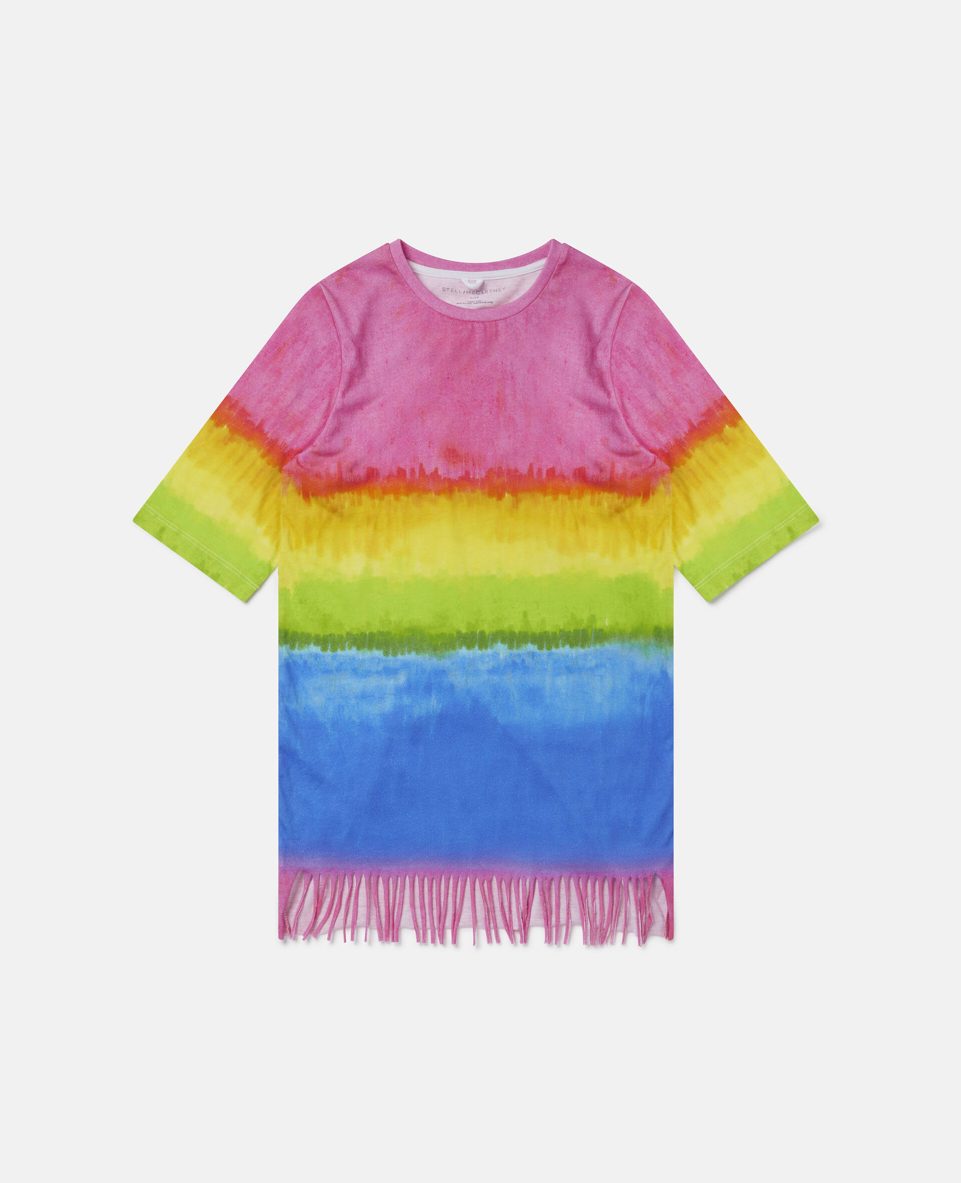 Rainbow Fringed Jersey Dress-Multicoloured-large