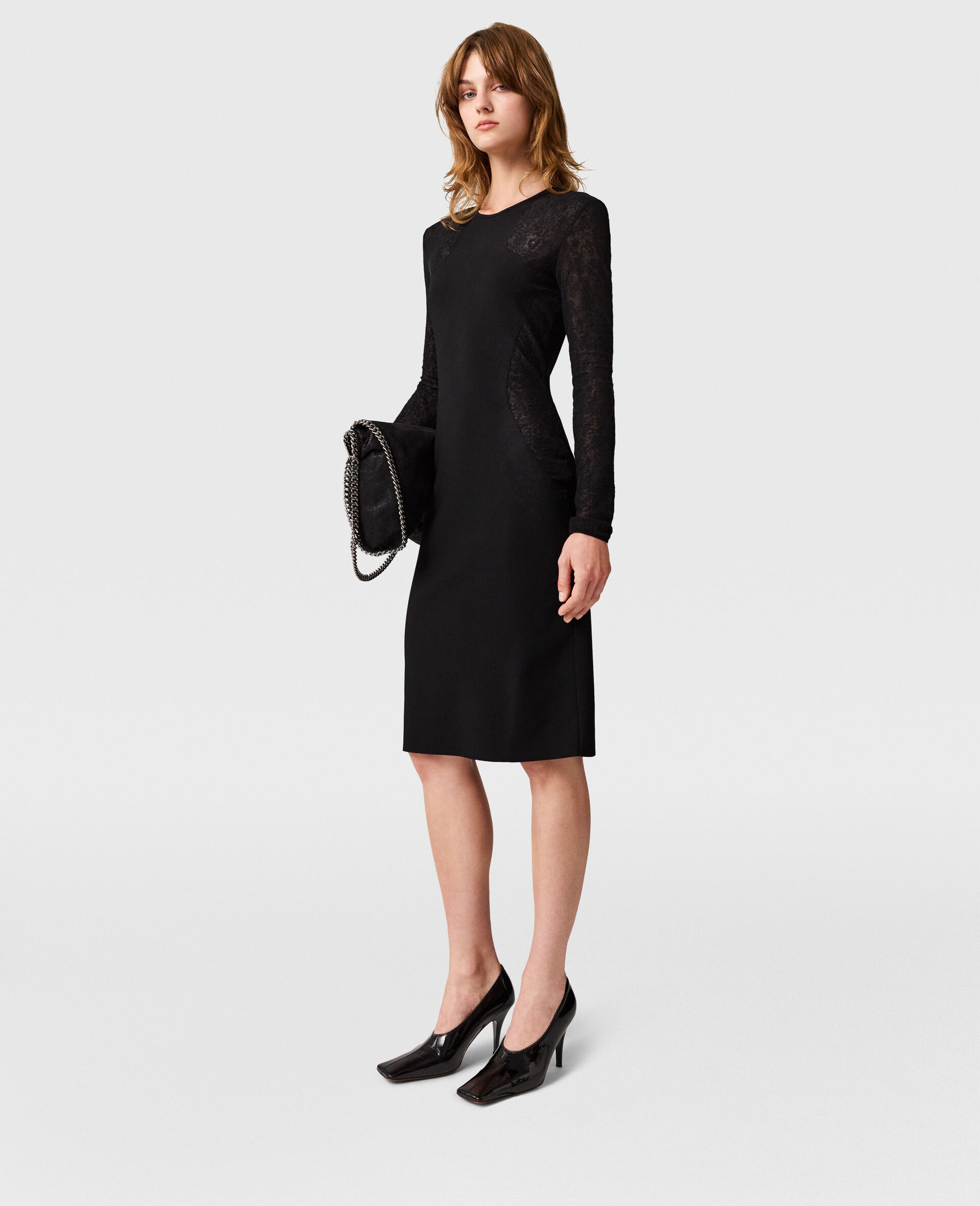Miracle Long Sleeved Compact-Knit Dress-Black-large image number 2