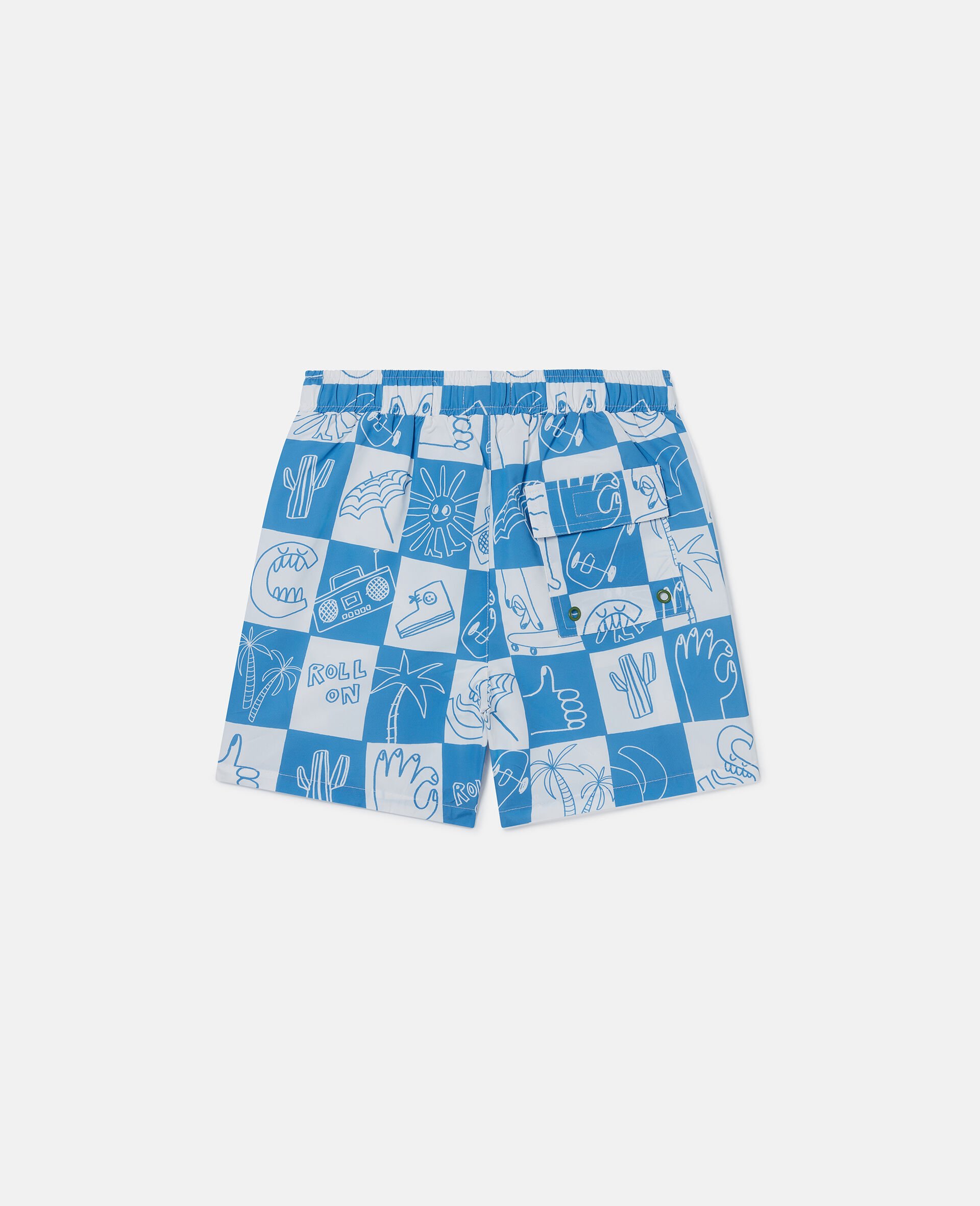 Brand Lettering Check Swim Shorts-Blue-large Brand Lettering Check Swim Shorts-Blue-large image number 2