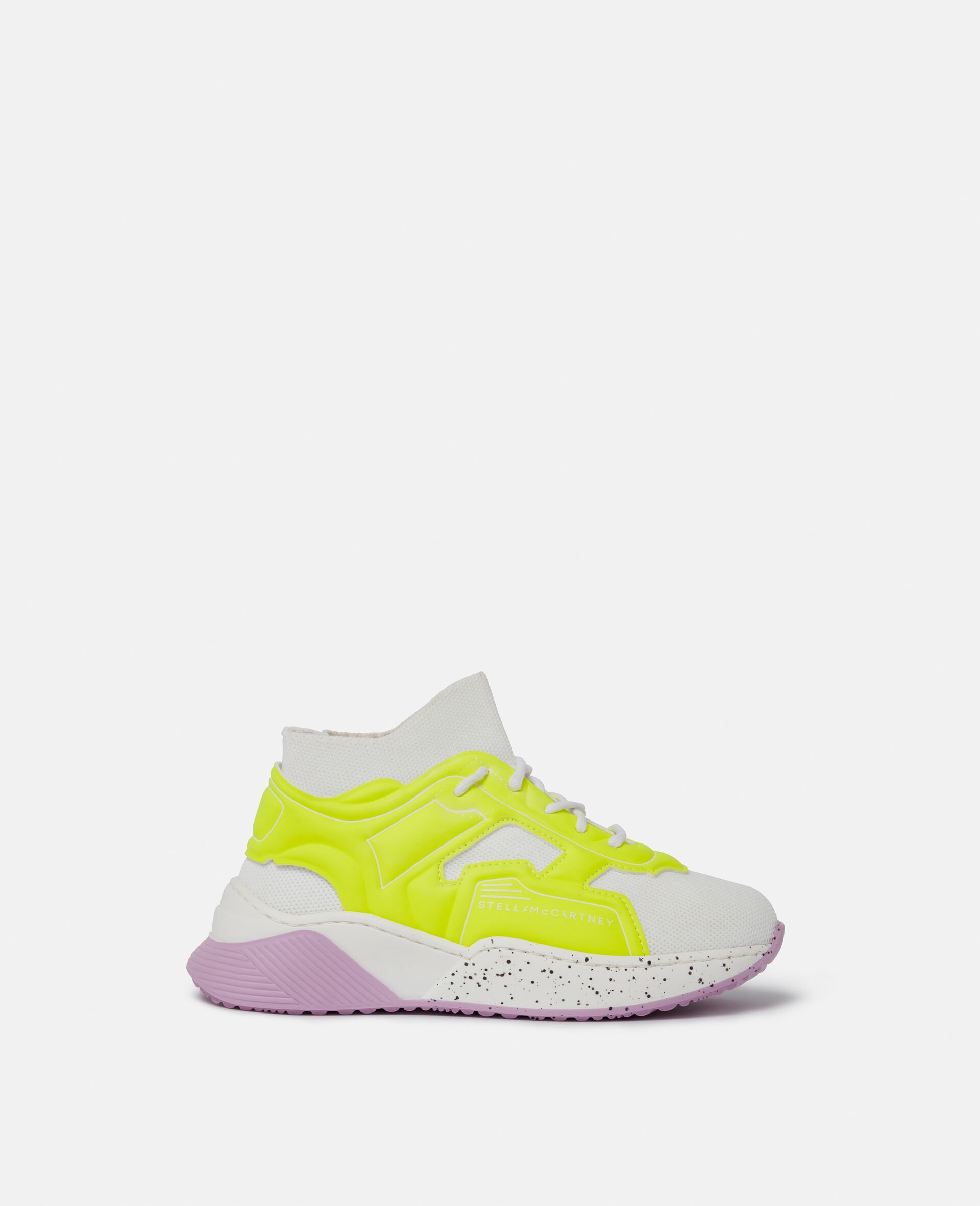 Sneakers zum Schnüren mit Neon-Einfassung und Socke-Bunt-large image number 0