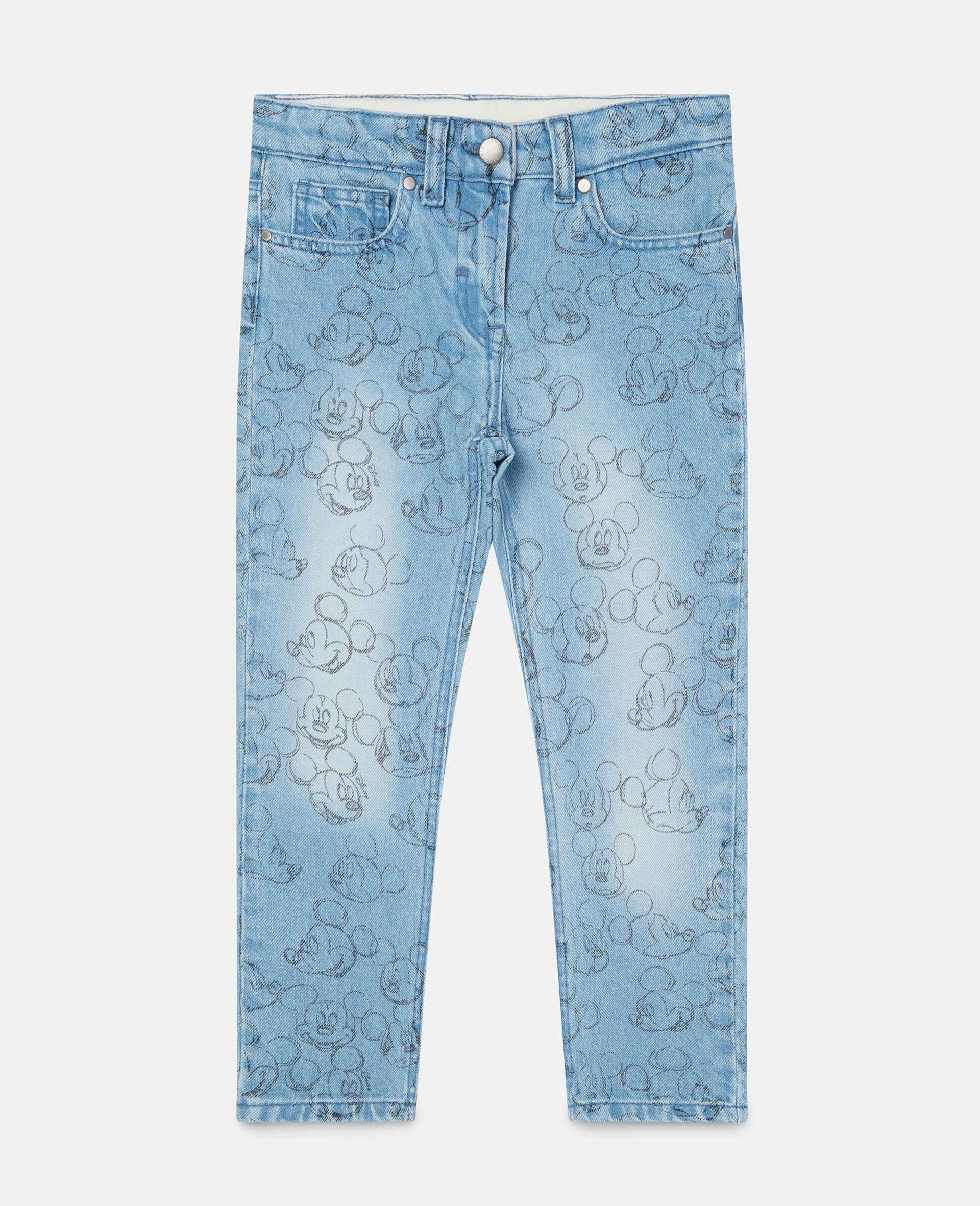 Fantasia Mickey Face Print Denim Trousers-Blue-large
