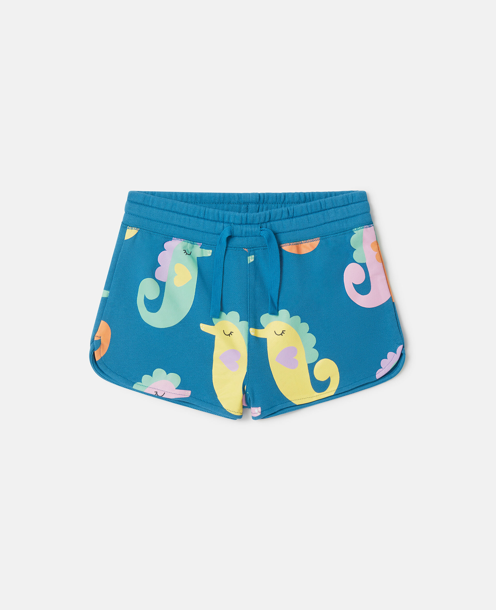 Seahorse Print Shorts-Blue-medium