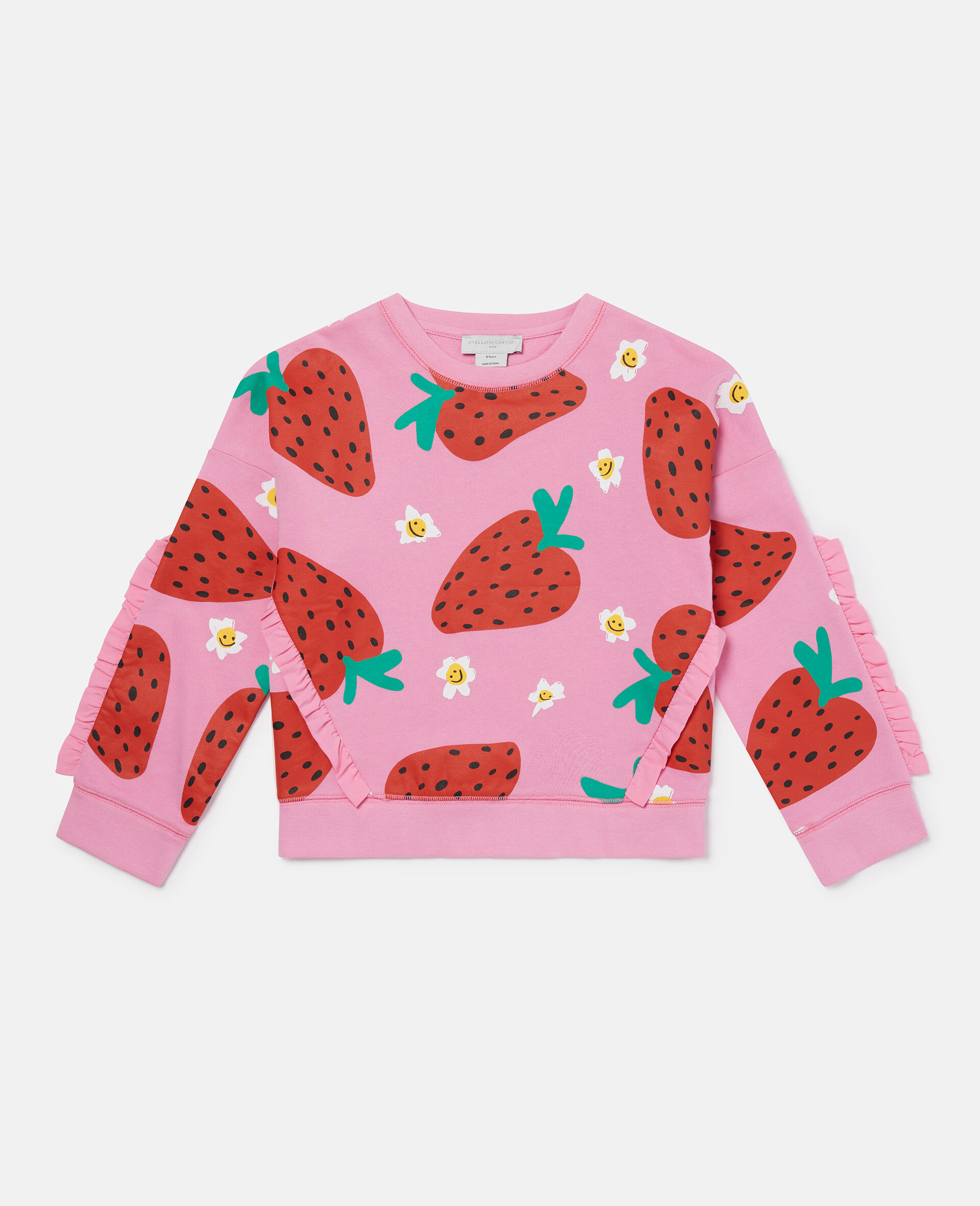 Strawberry Print Fringe Sweatshirt-Pink-large image number 0