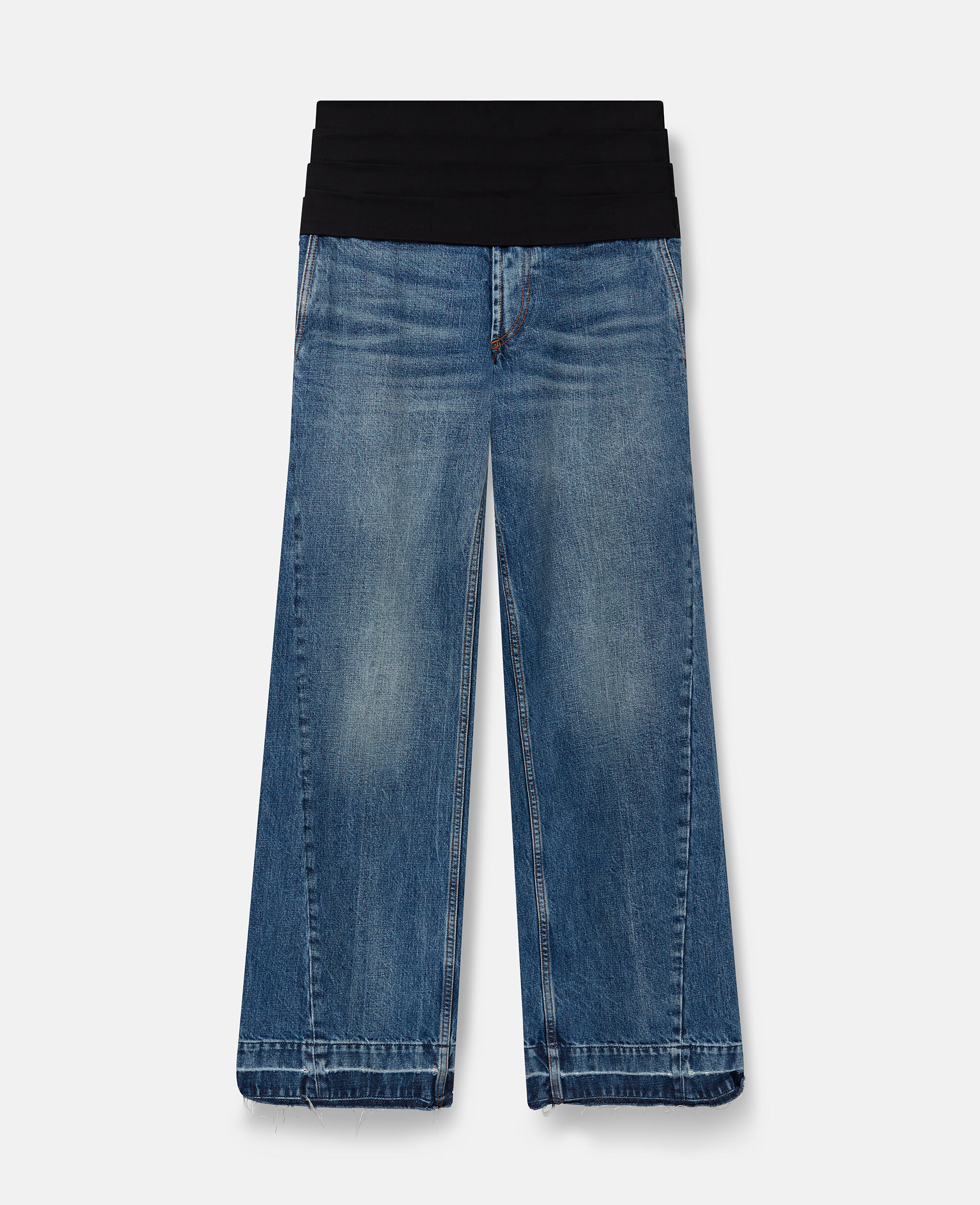 Women Vintage wash denim Tuxedo Inspired Denim Jeans Stella McCartney ES