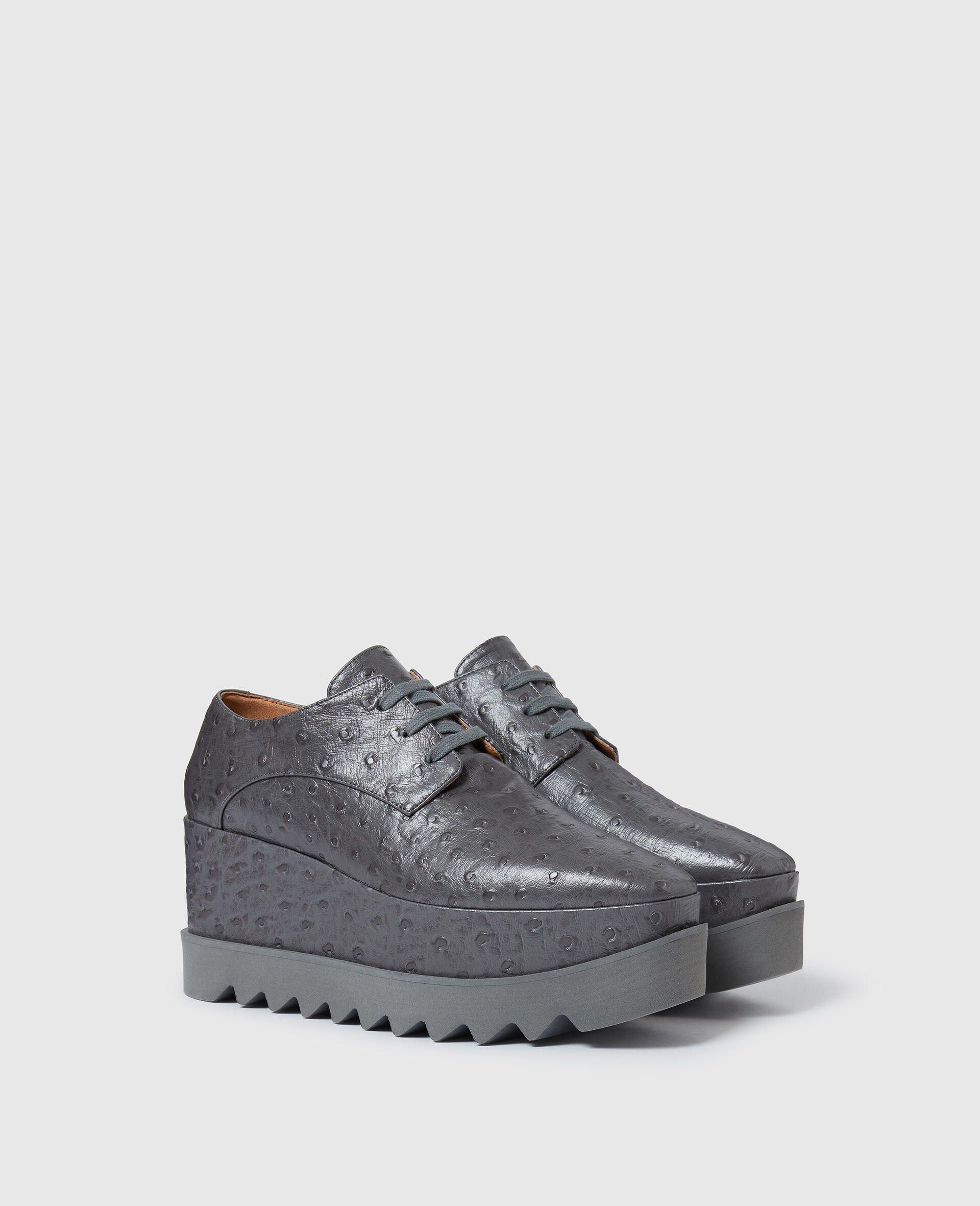 Elyse Ostrich Platform Shoes-Grey-large image number 2