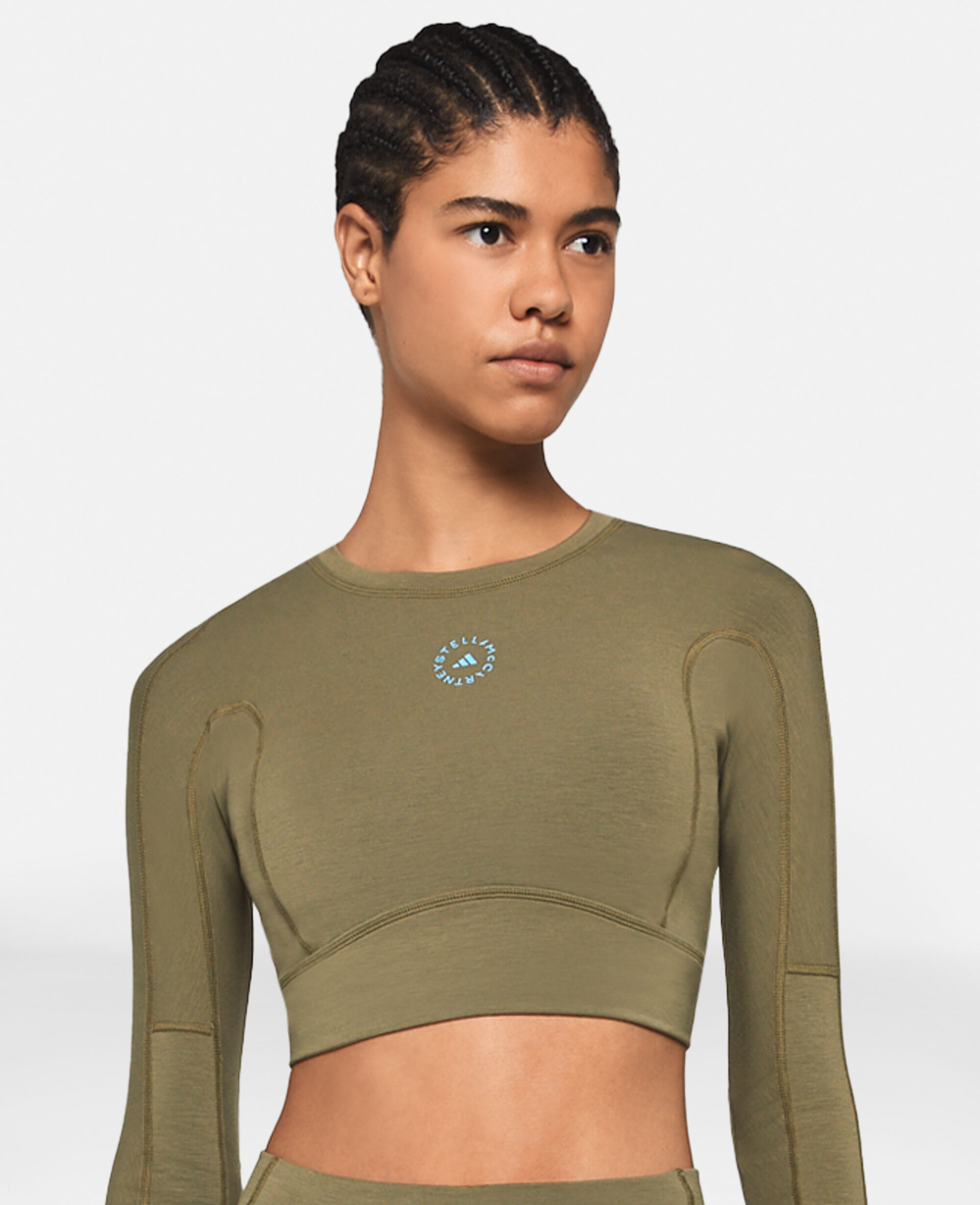 Women Focus Olive TrueStrength Long Sleeve Yoga Crop Top
