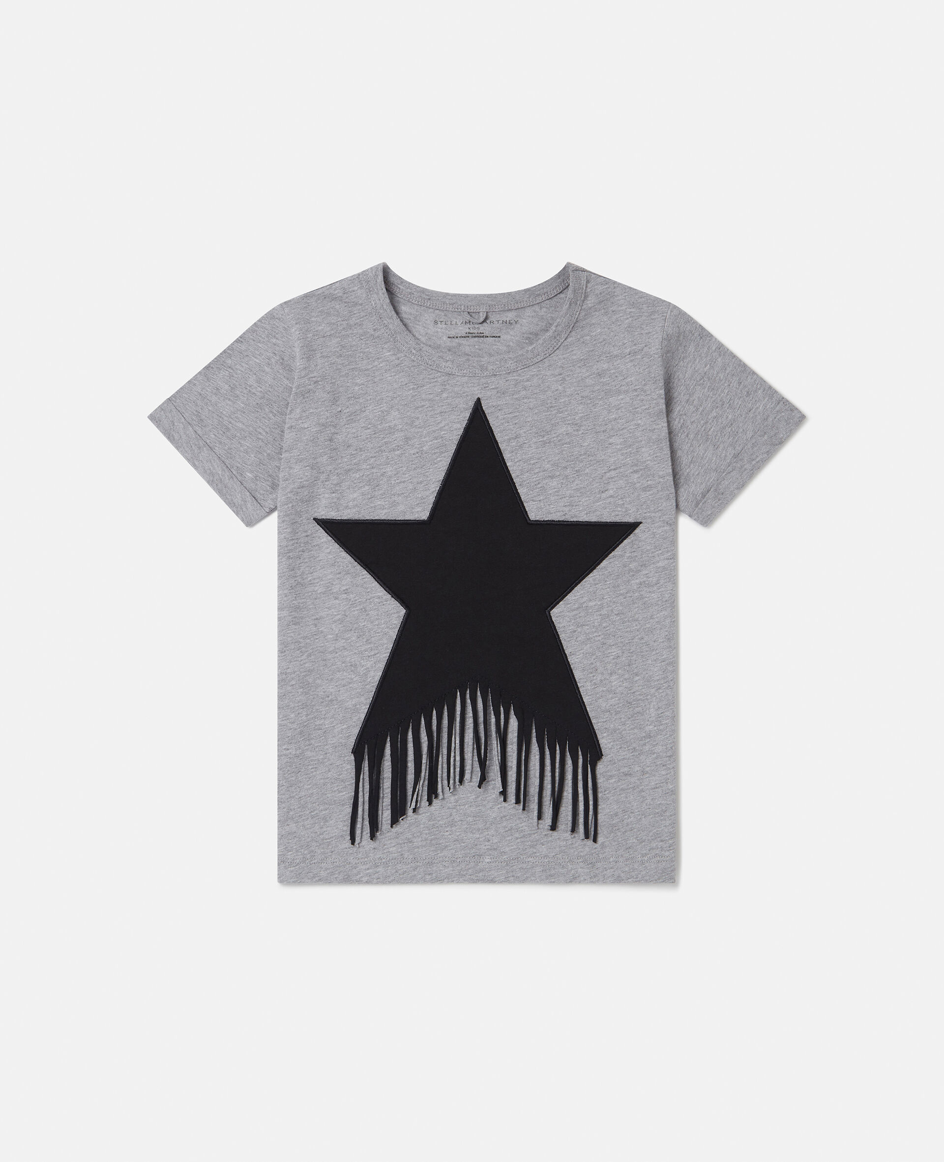T shirt graphique a franges avec etoile-Gris-large image number 0