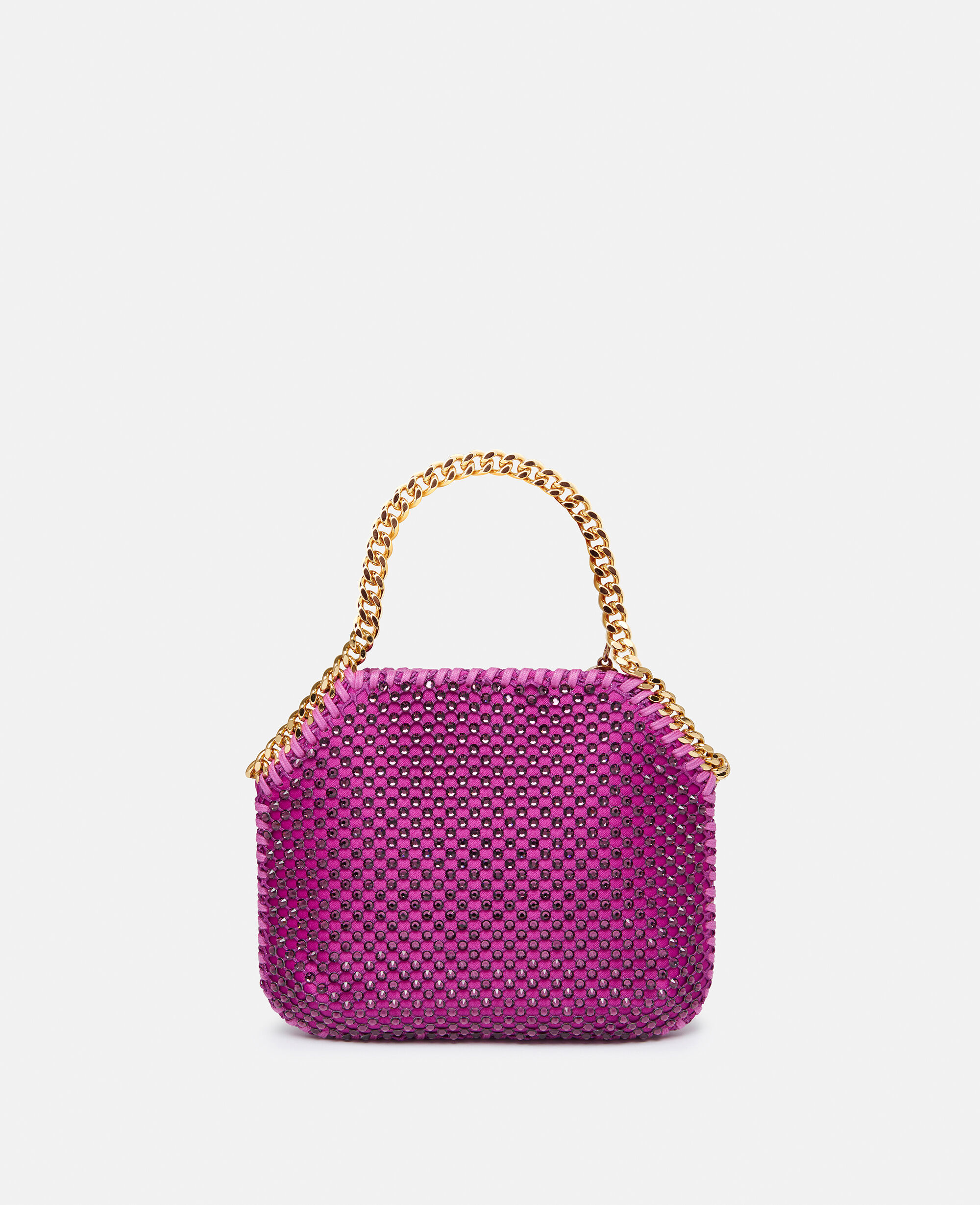 Women Bright Purple Falabella Crystal Mesh Mini Tote Bag Stella