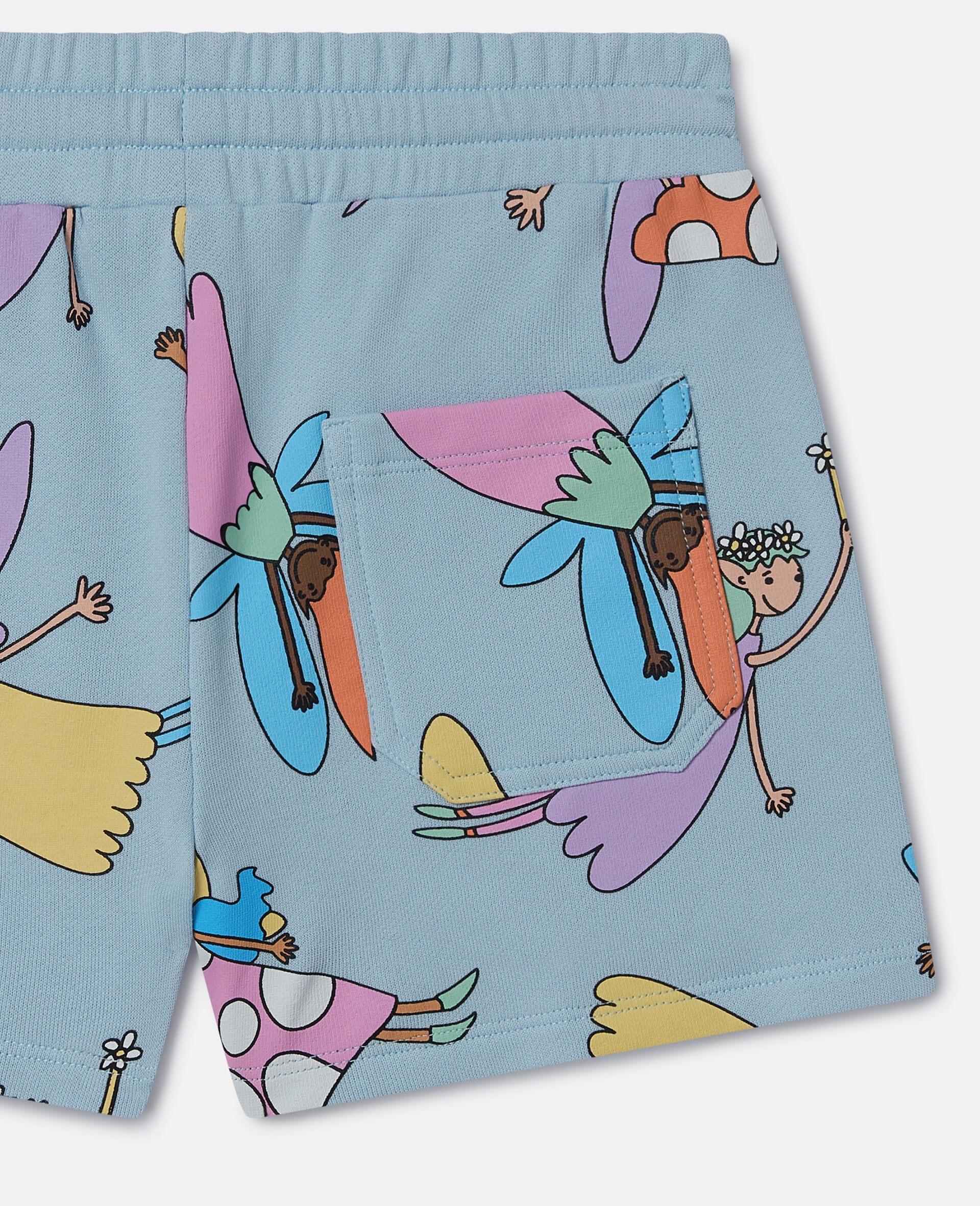 Fairies Print Drawstring Shorts -Blue-large image number 3