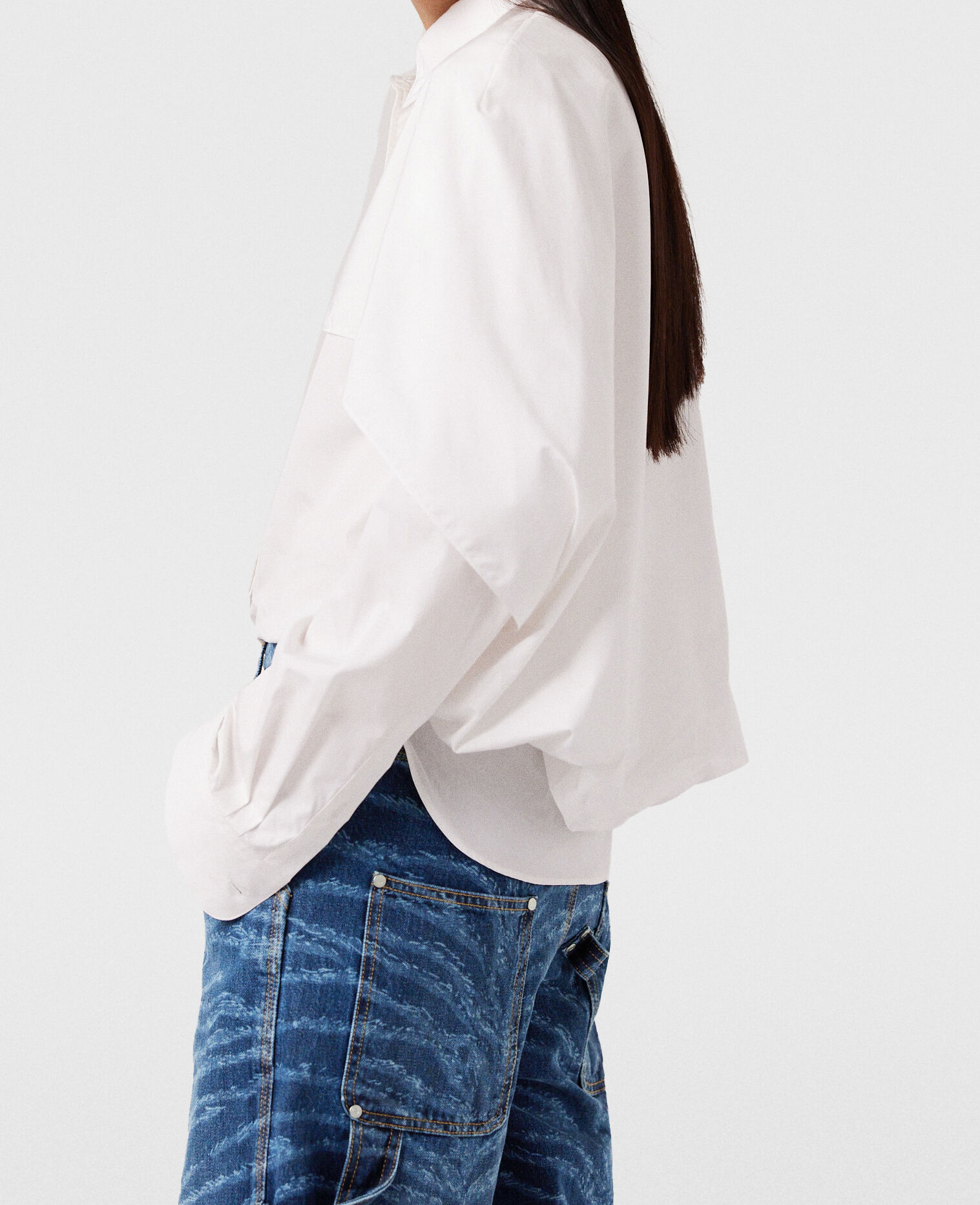ポンチョ・ケープ Stella McCartney FW24 SHIRT WITH CAPE (620122_SMA909000) Women Pure white Cape Layer Long Sleeve Shirt | Stella