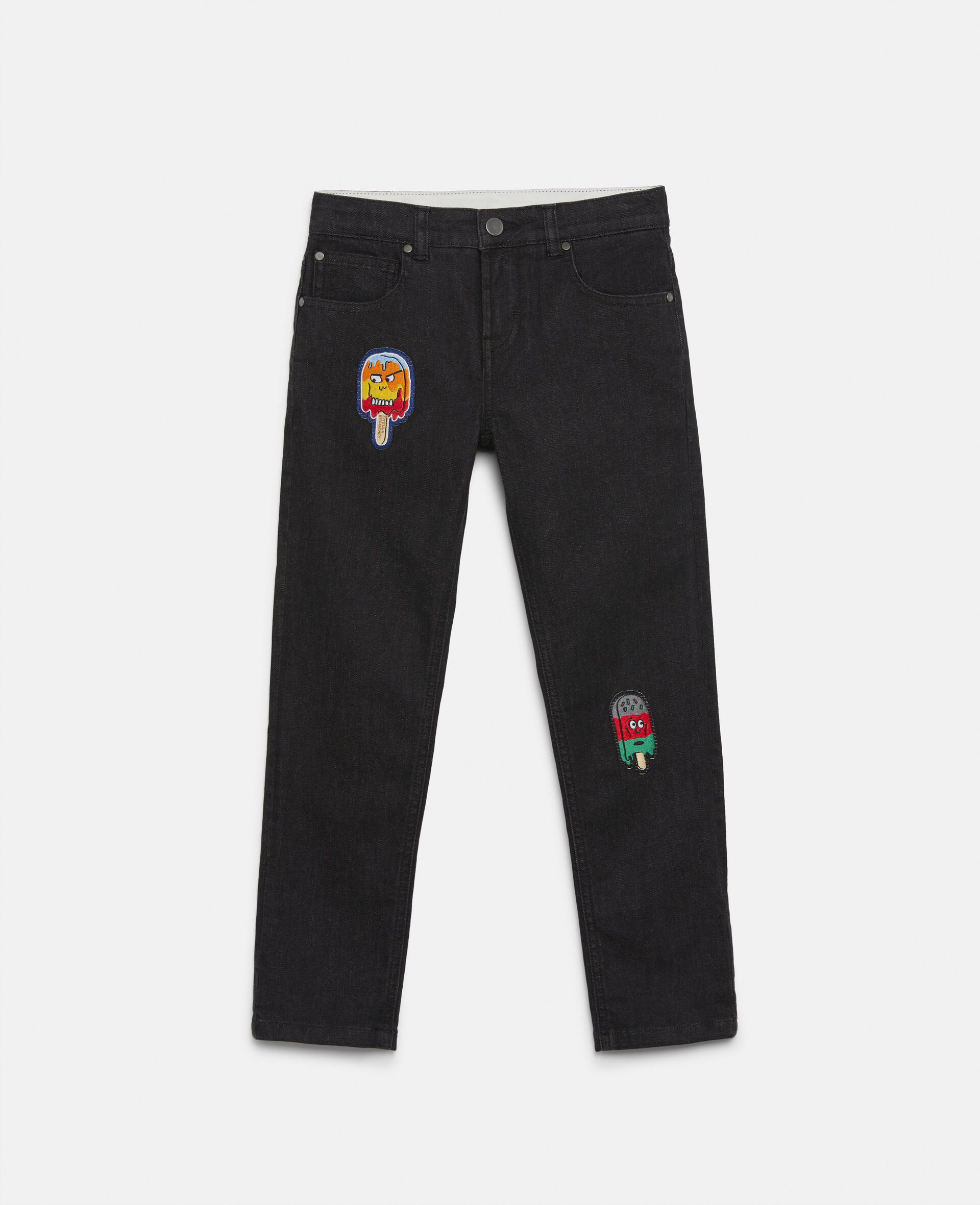Popsicle Badges Denim Pants-Black-large image number 0