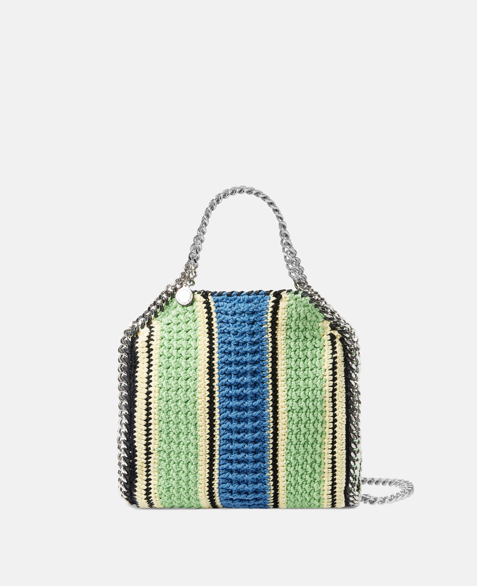 Falabella Striped Cotton Crochet Mini Tote Bag-Green-large image number 0