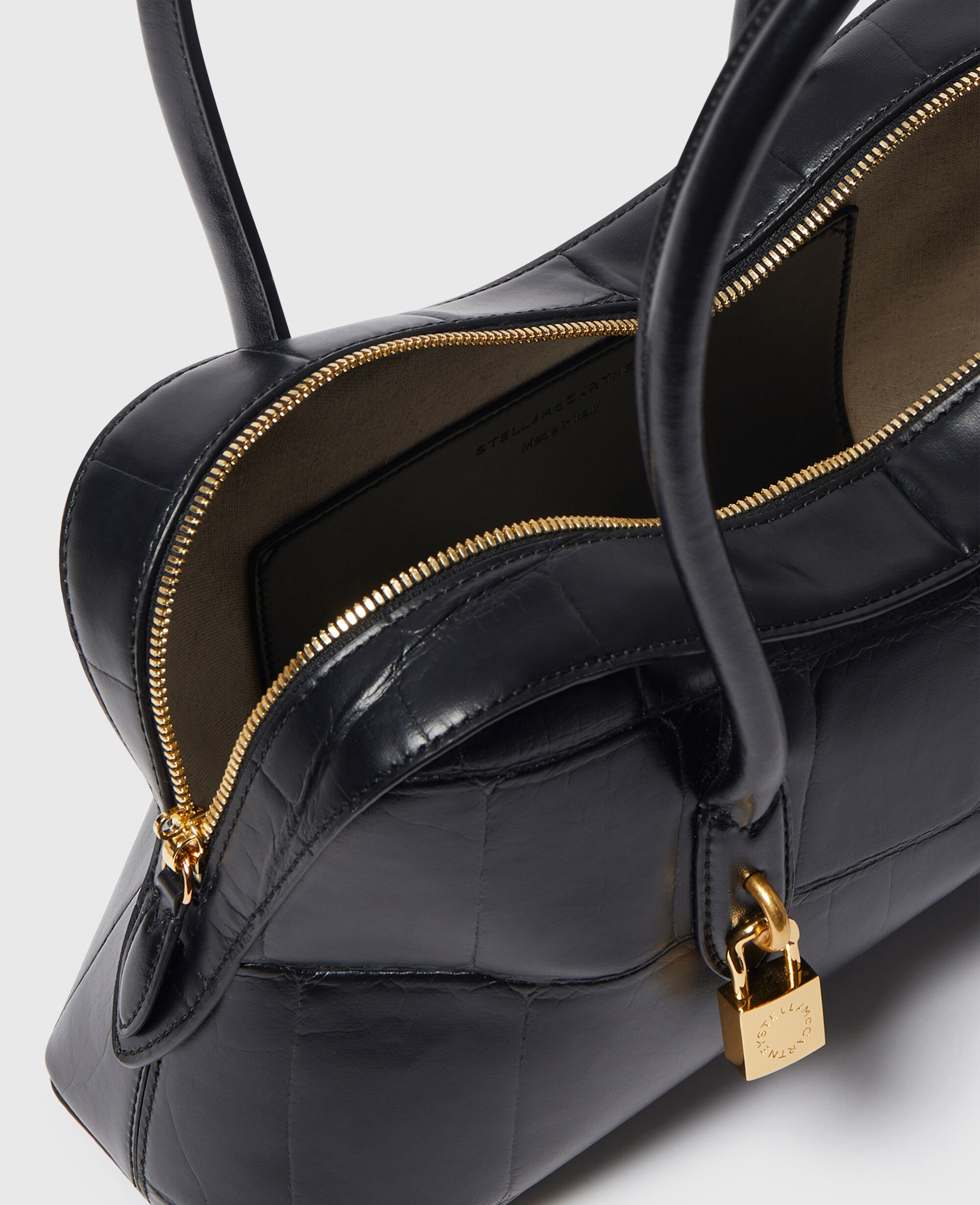 Women Black Ryder Crocodile-Embossed Shoulder Bag | Stella