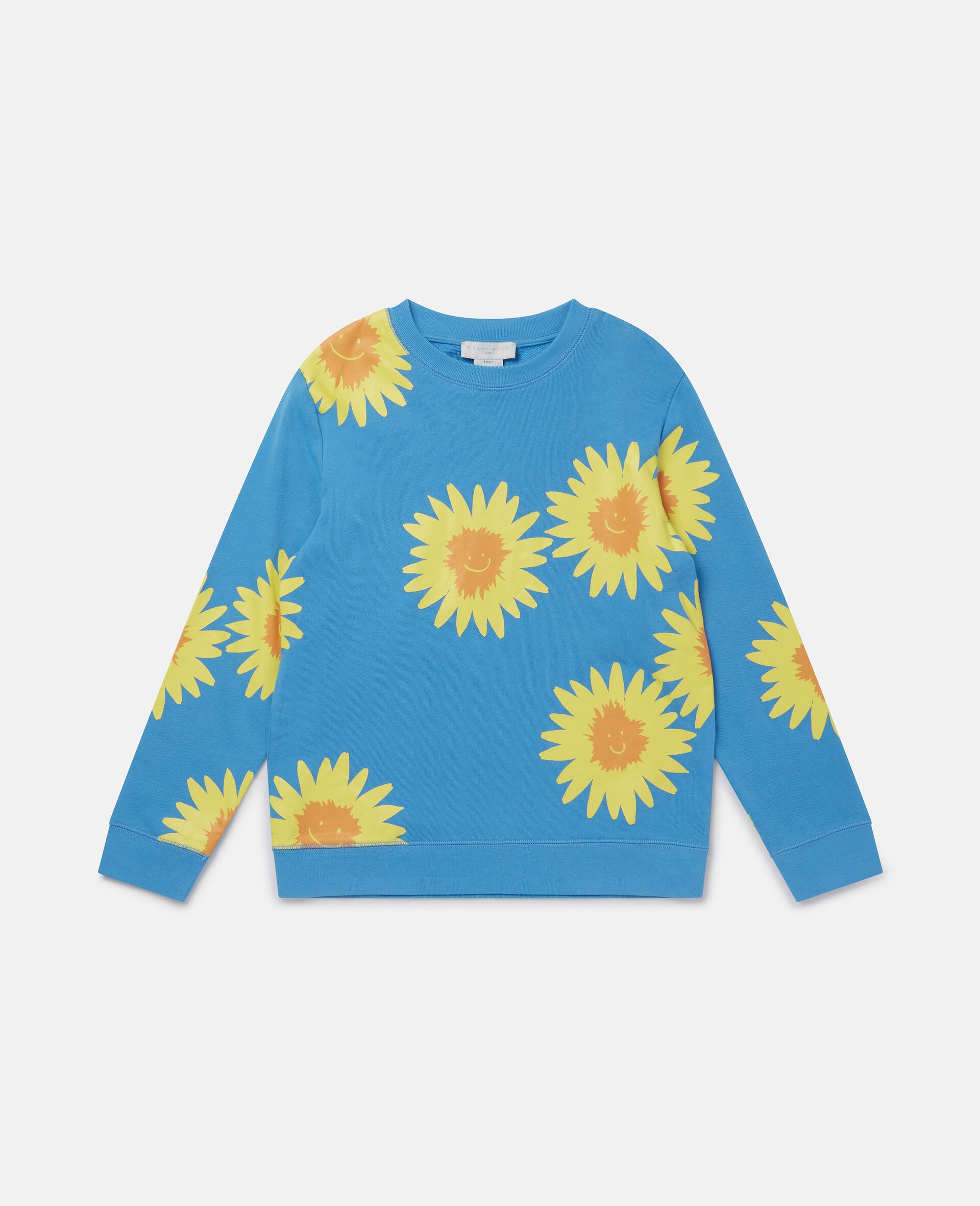 Sunflower Print Fleece Sweatshirt-Blue-large image number 0