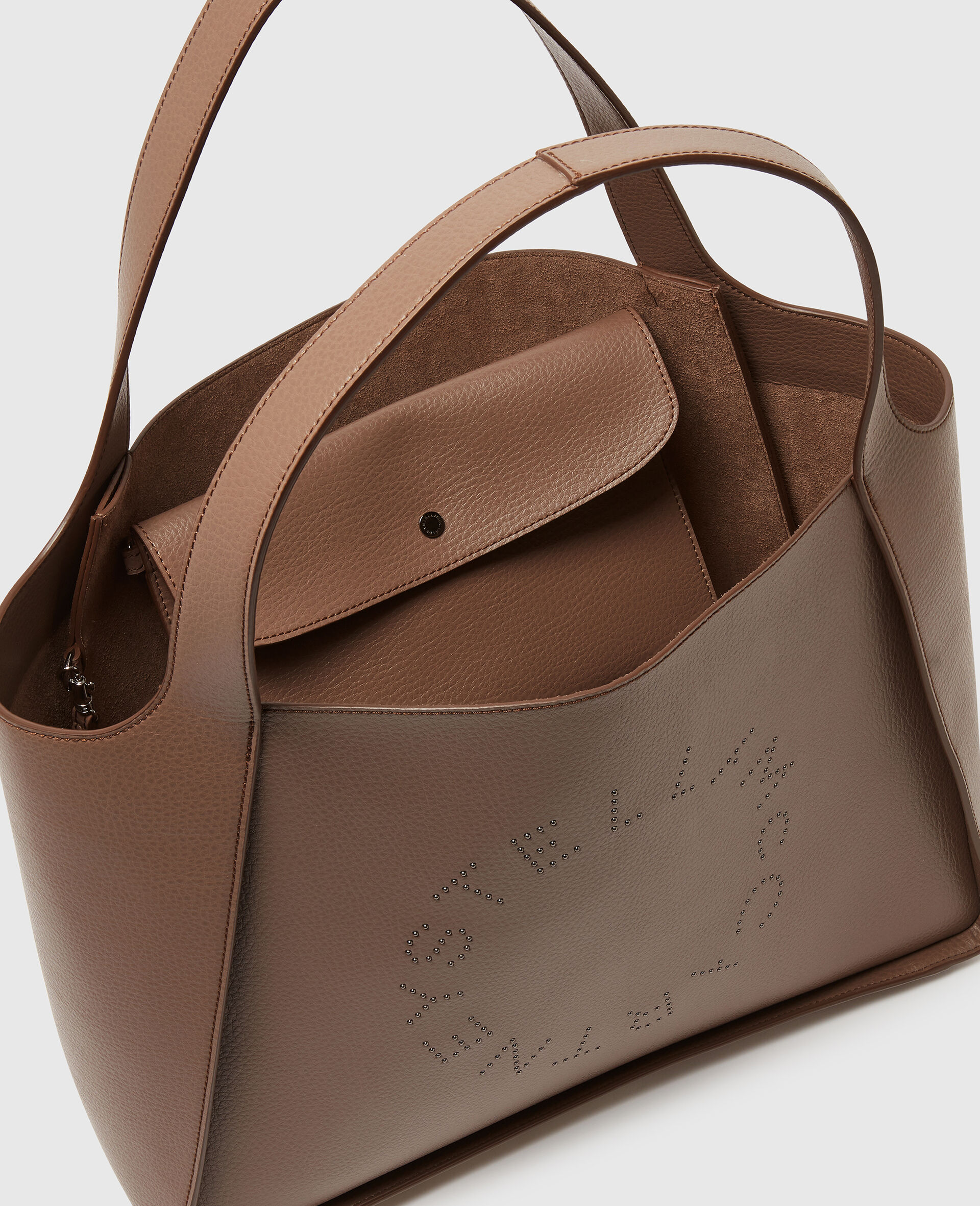 Logo Large Studded Tote Bag-Brown-large image number 4