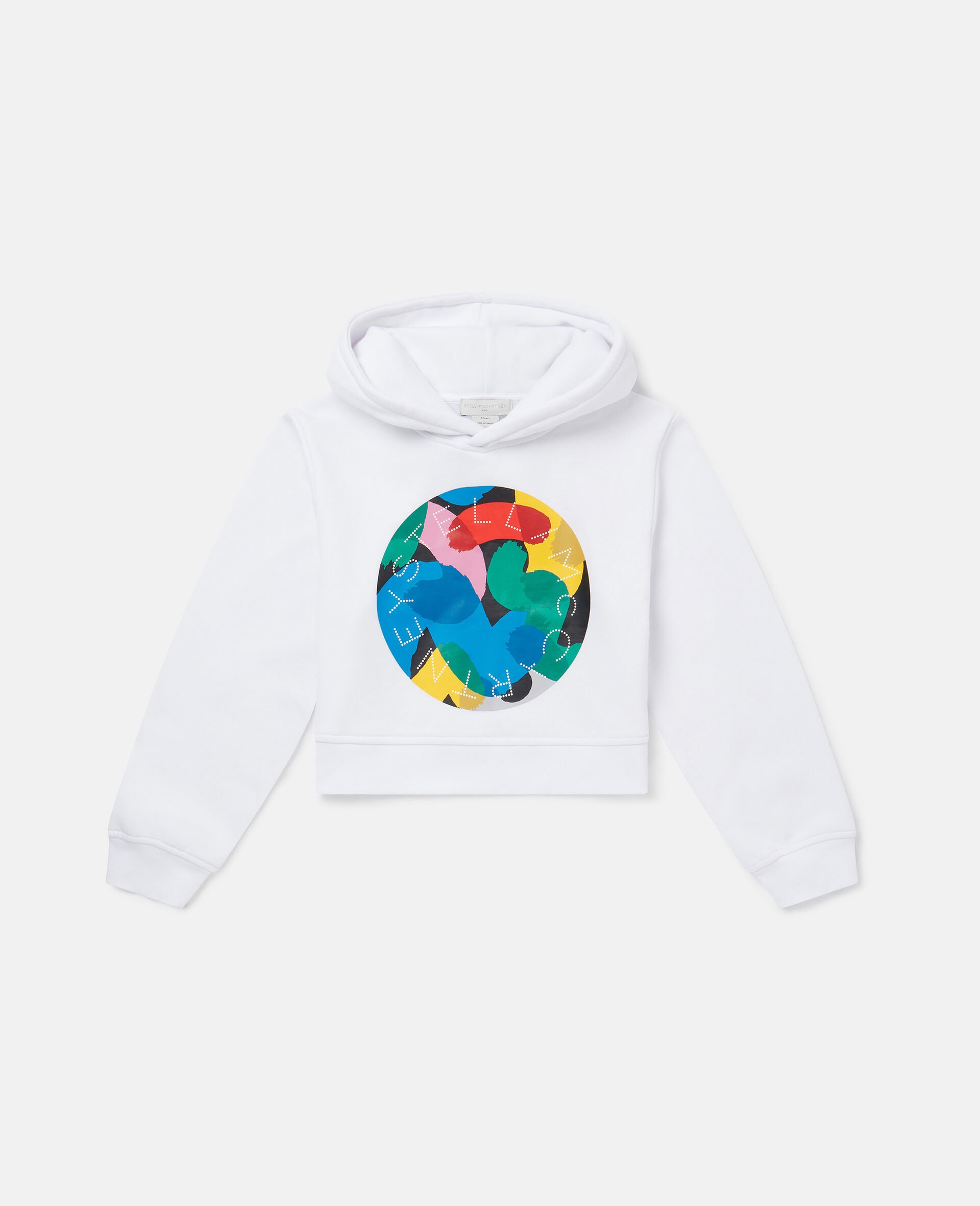 Logo Graphic Pop Cropped Hoodie-White-large image number 0