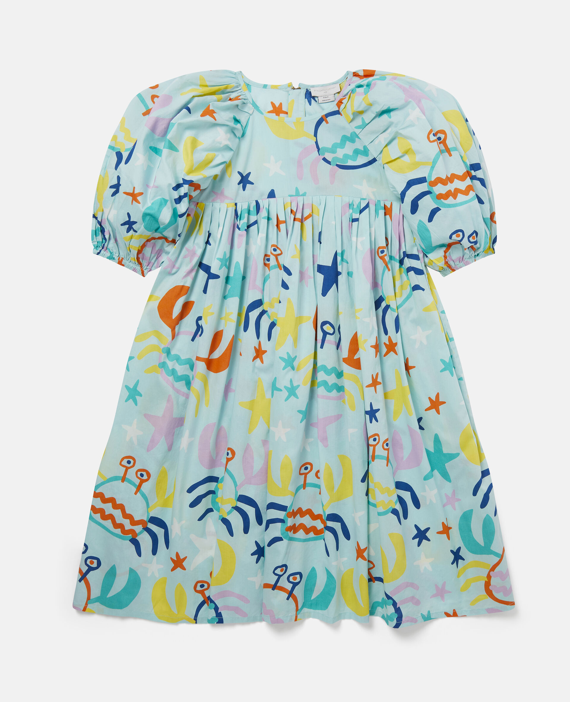 Crab Print Cotton Voile Dress-Multicoloured-large image number 0
