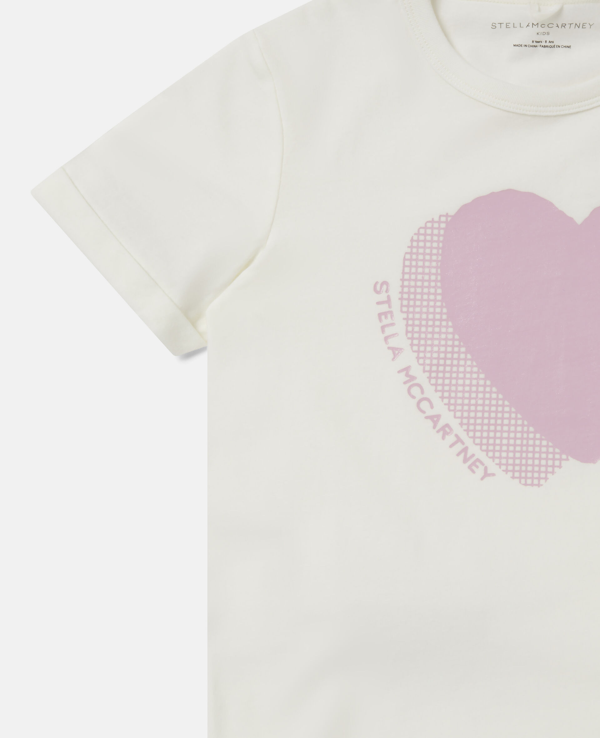 Heart Logo Cotton T-shirt -White-large image number 2