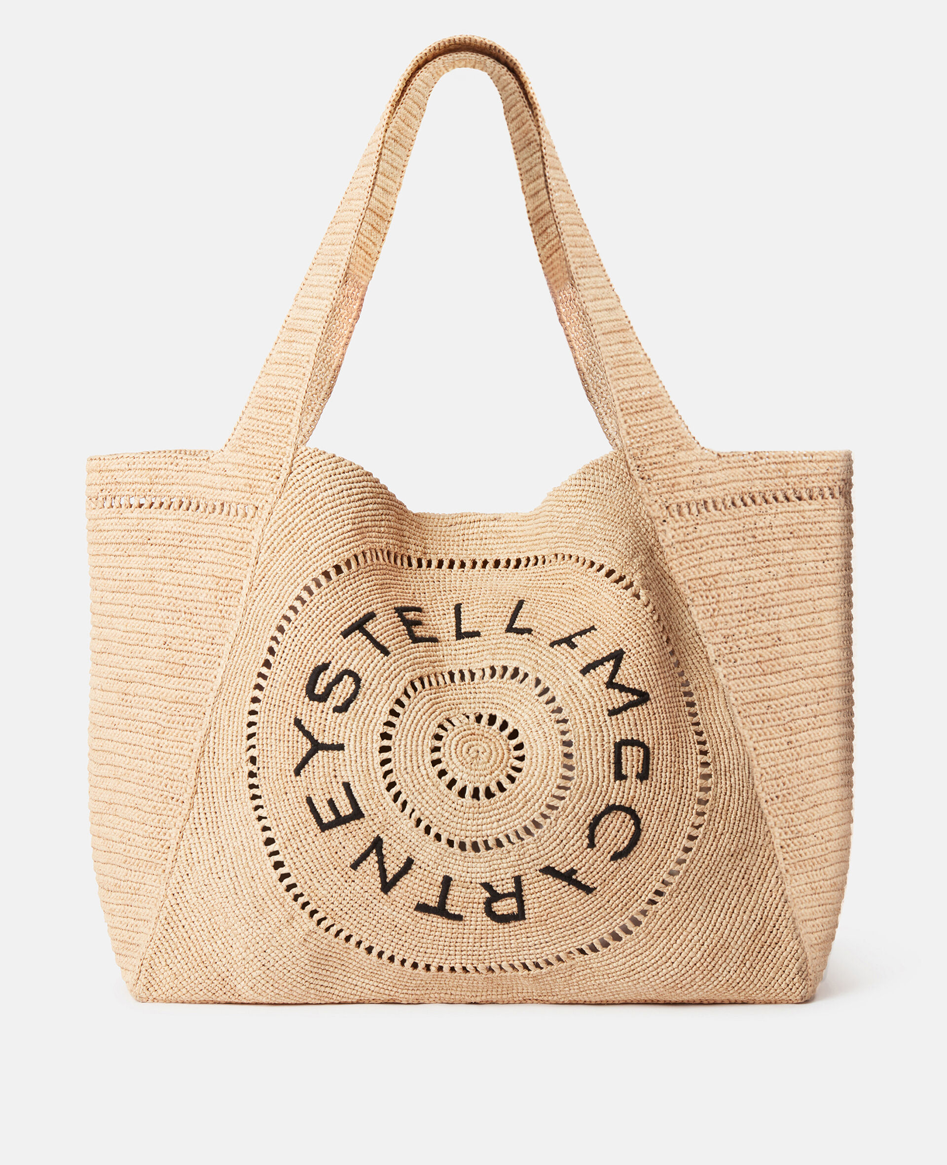 Logo Raffia Large Tote Bag-Beige-medium