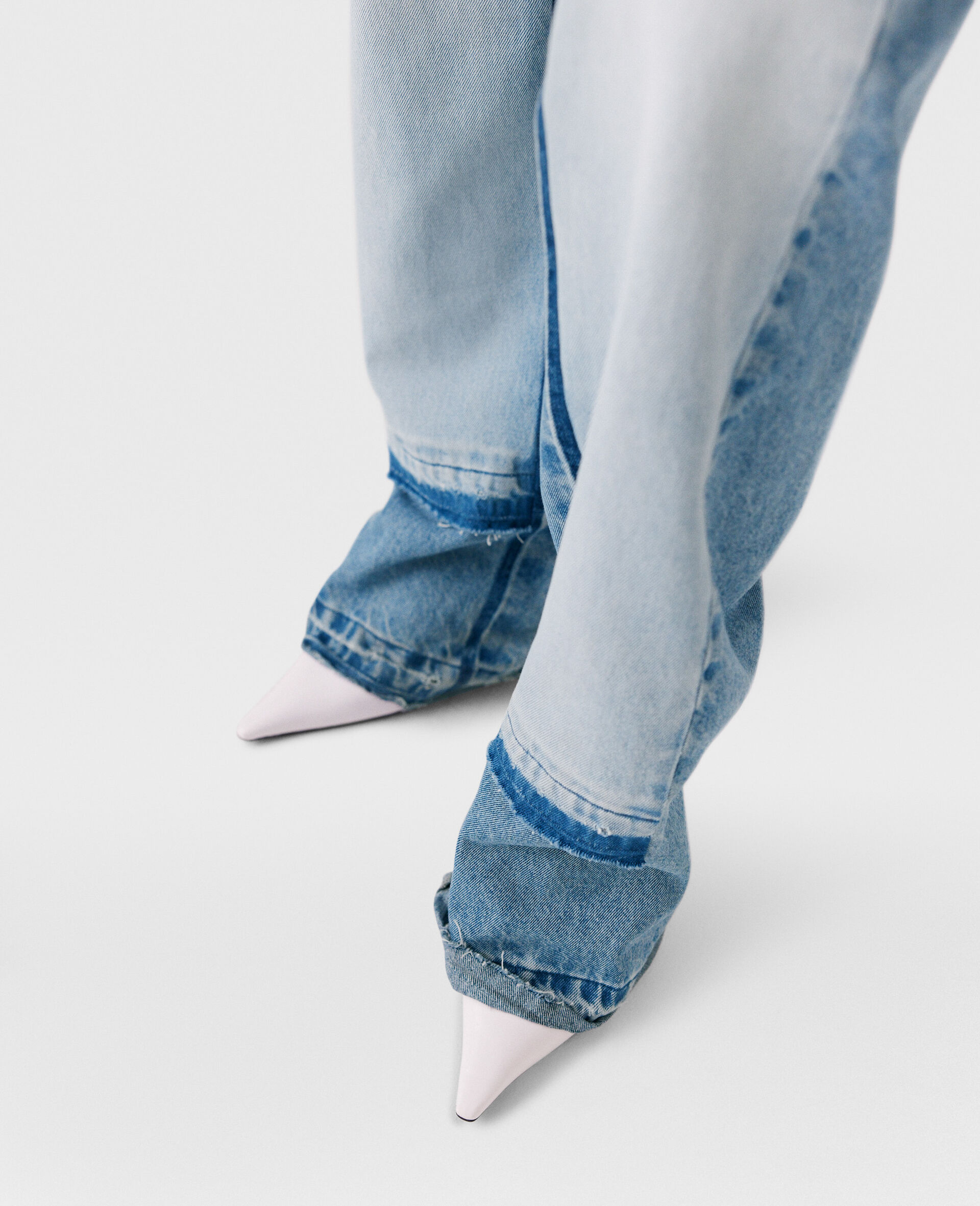 Contrast Panel Straight Leg Jeans-Blue-large Contrast Panel Straight Leg Jeans-Blue-large image number 3
