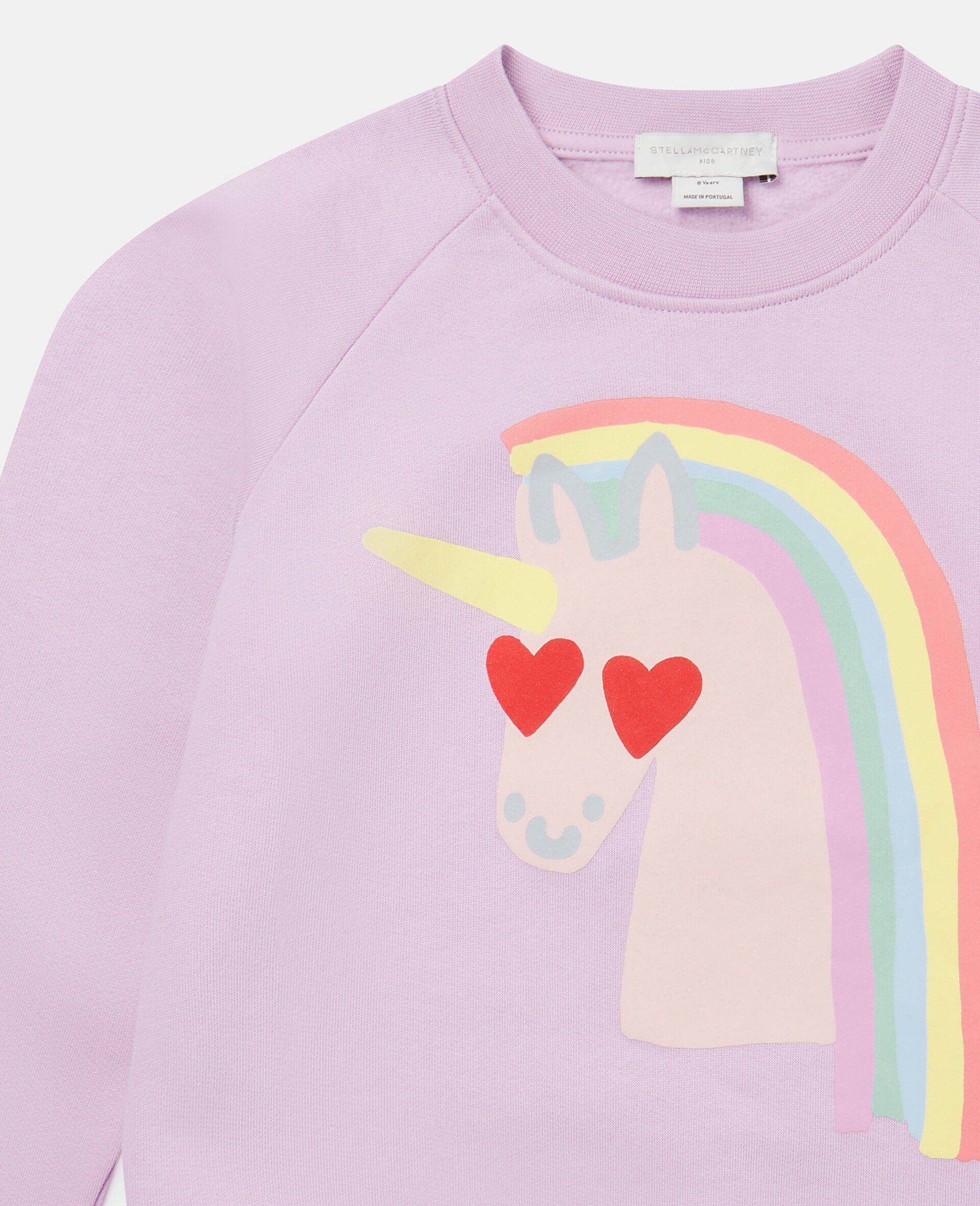 Sweat shirt a motif licorne arc en ciel-Rose-large image number 1