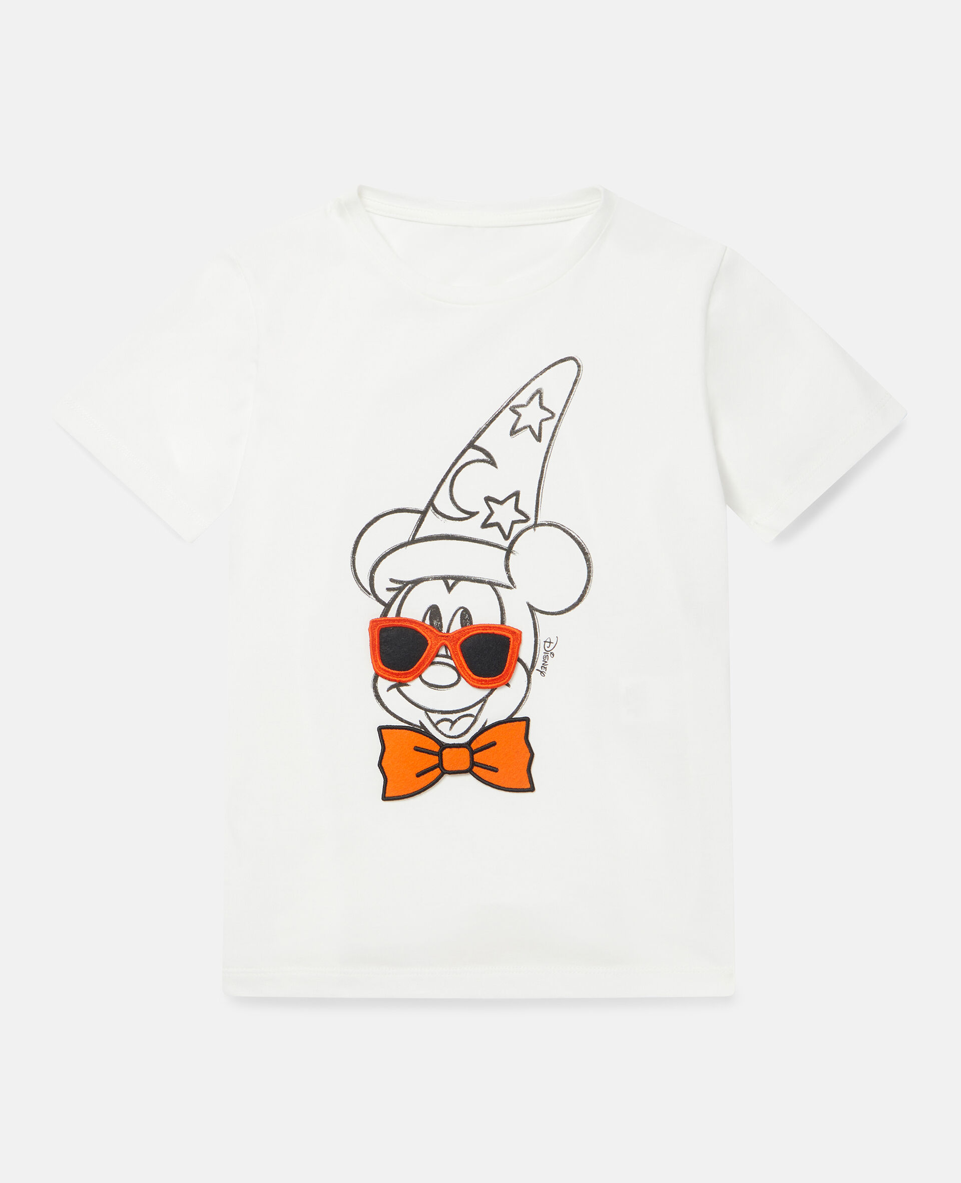 Cotton T‐Shirt with Fantasia Mickey Print and Badges-White-large image number 0