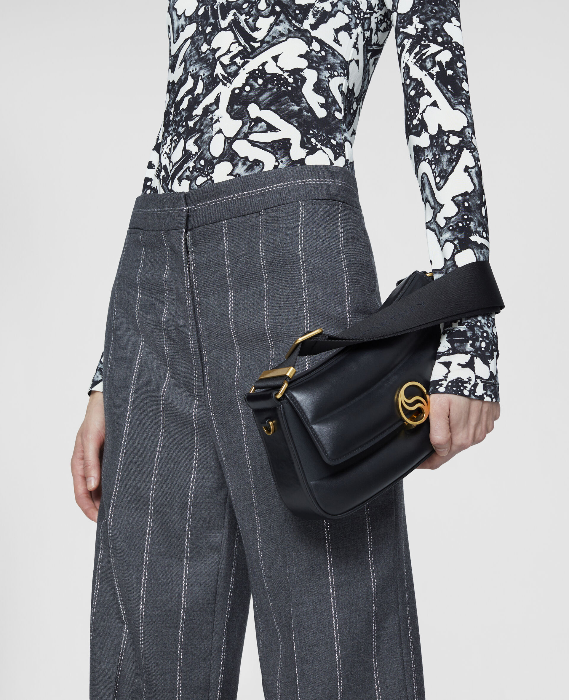 Pinstripe Wool Straight Trousers-Grey-large image number 3