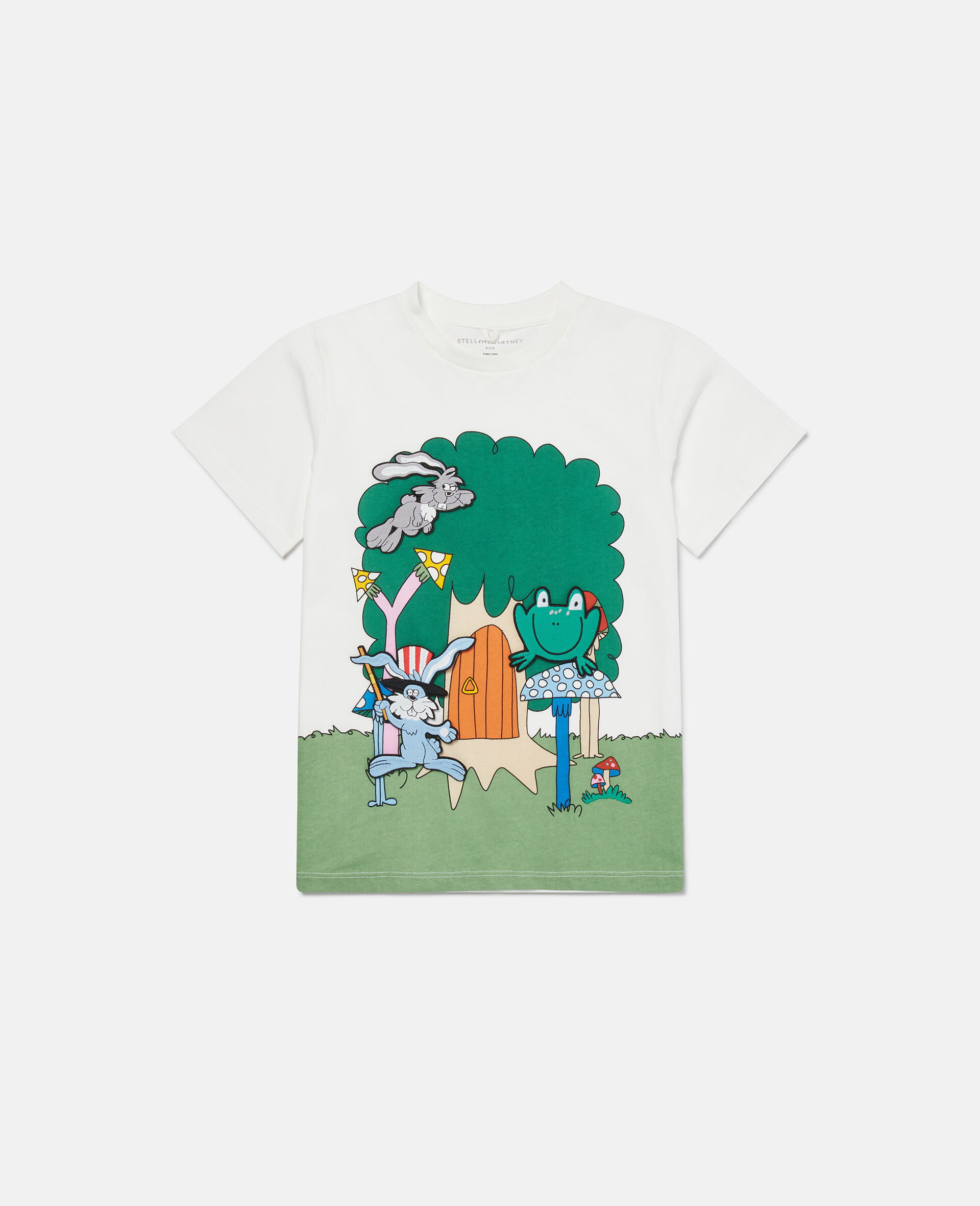 T-Shirt mit Rundhalsausschnitt und Woodland Friends-Weiß-large image number 0