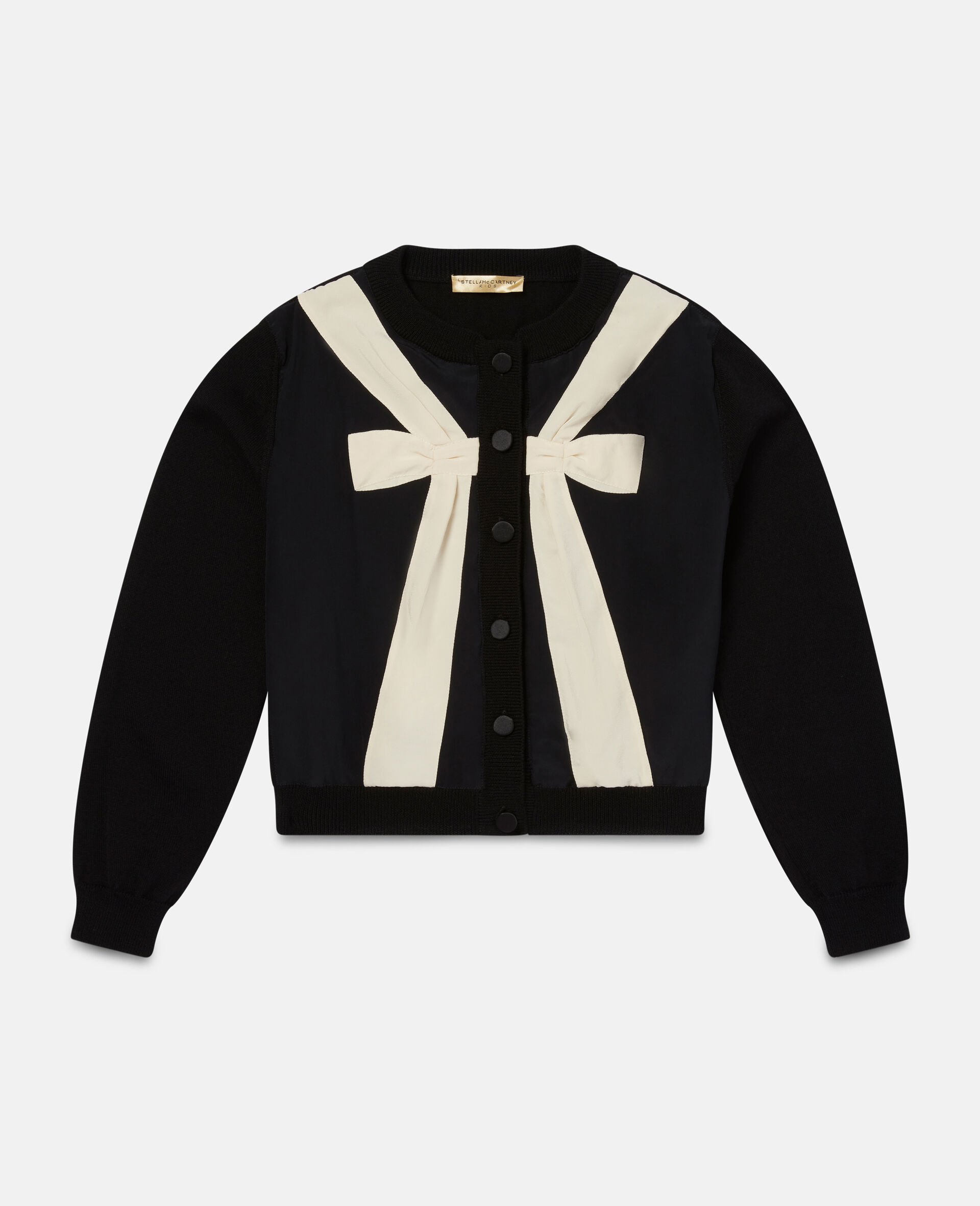 Bow Patch Cardigan-Black-large image number 0