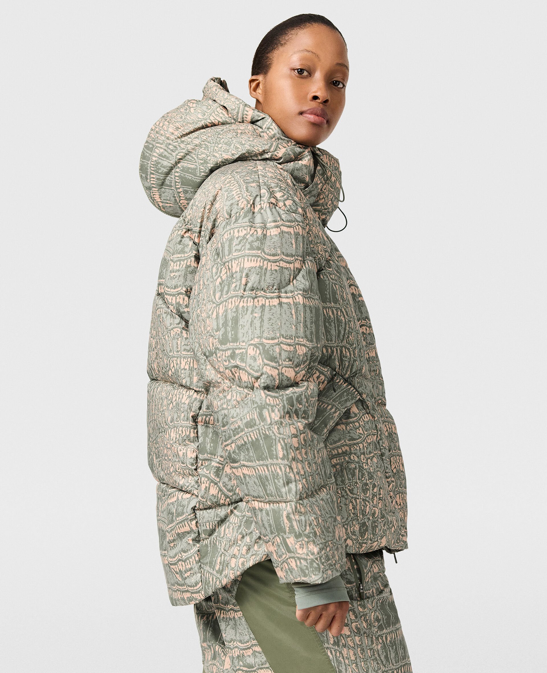 Veste a capuche matelassee avec imprimé graphique TrueNature-Beige-medium