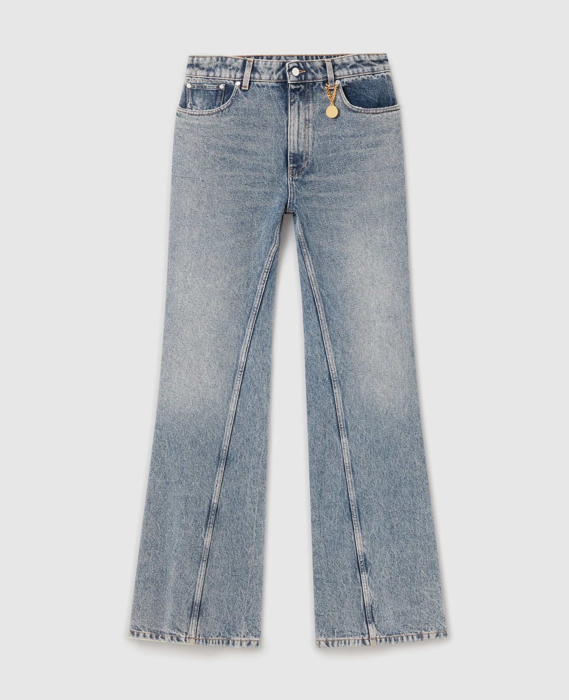 Jean bootcut a delavage vintage-Bleu-medium