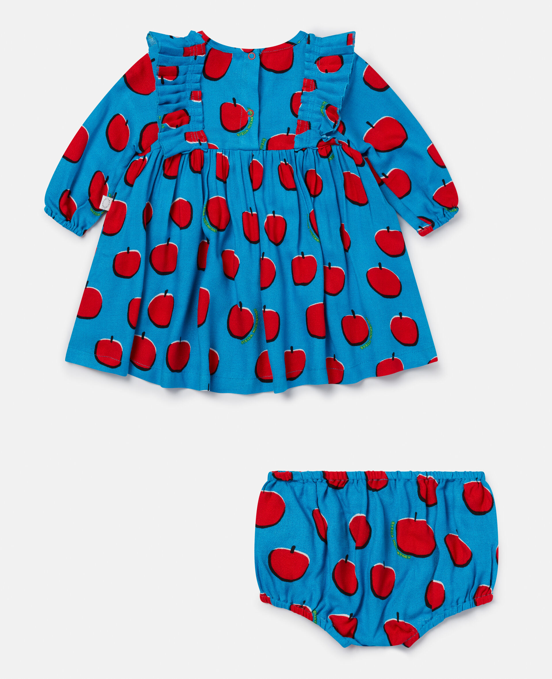 Apple Print Crepe Dress-Blue-large image number 3