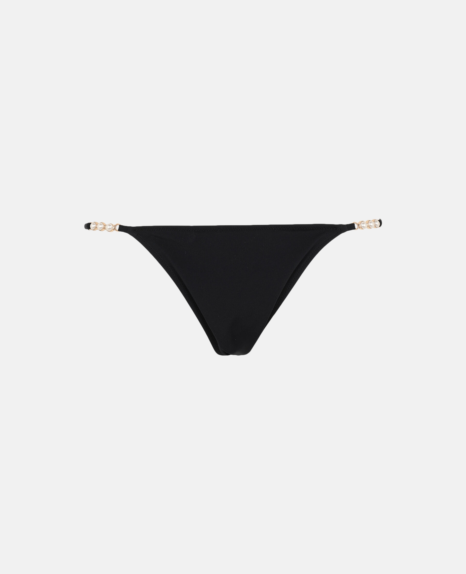 Women Black Pearl Embellishment LowRise Bikini Bottoms Stella