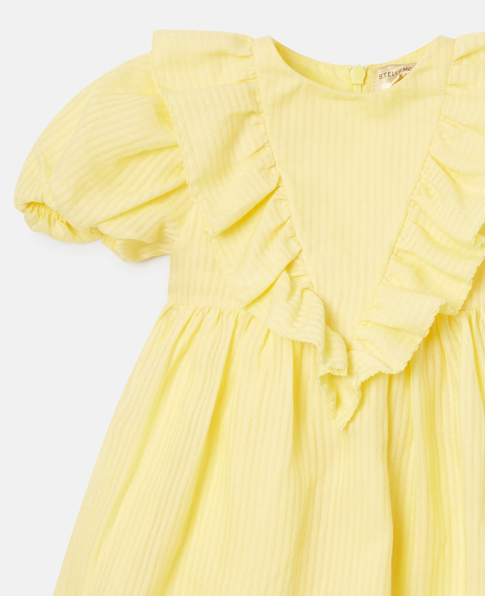 Frill Trim Puff Sleeve Dress-Yellow-large image number 1