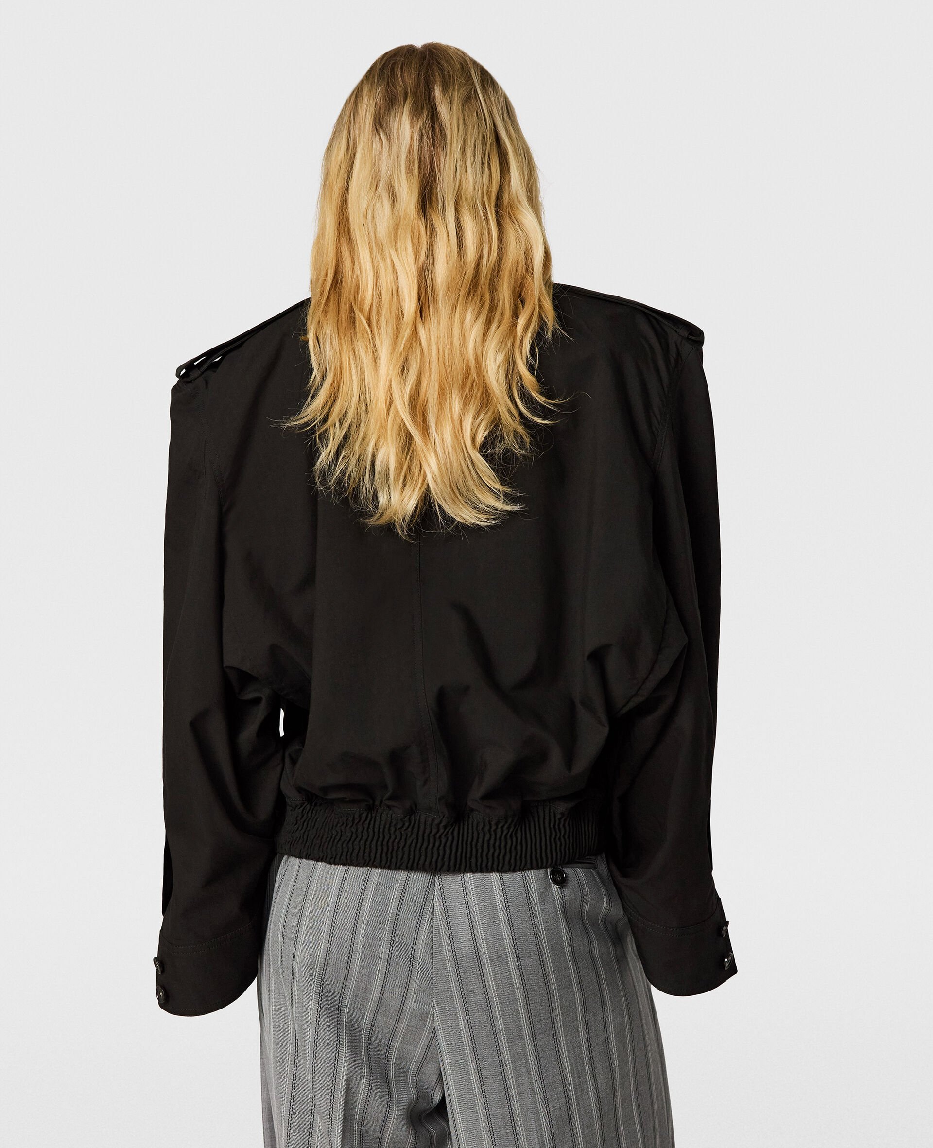 Washed Cotton Double-Layer Jacket-Black-large image number 4