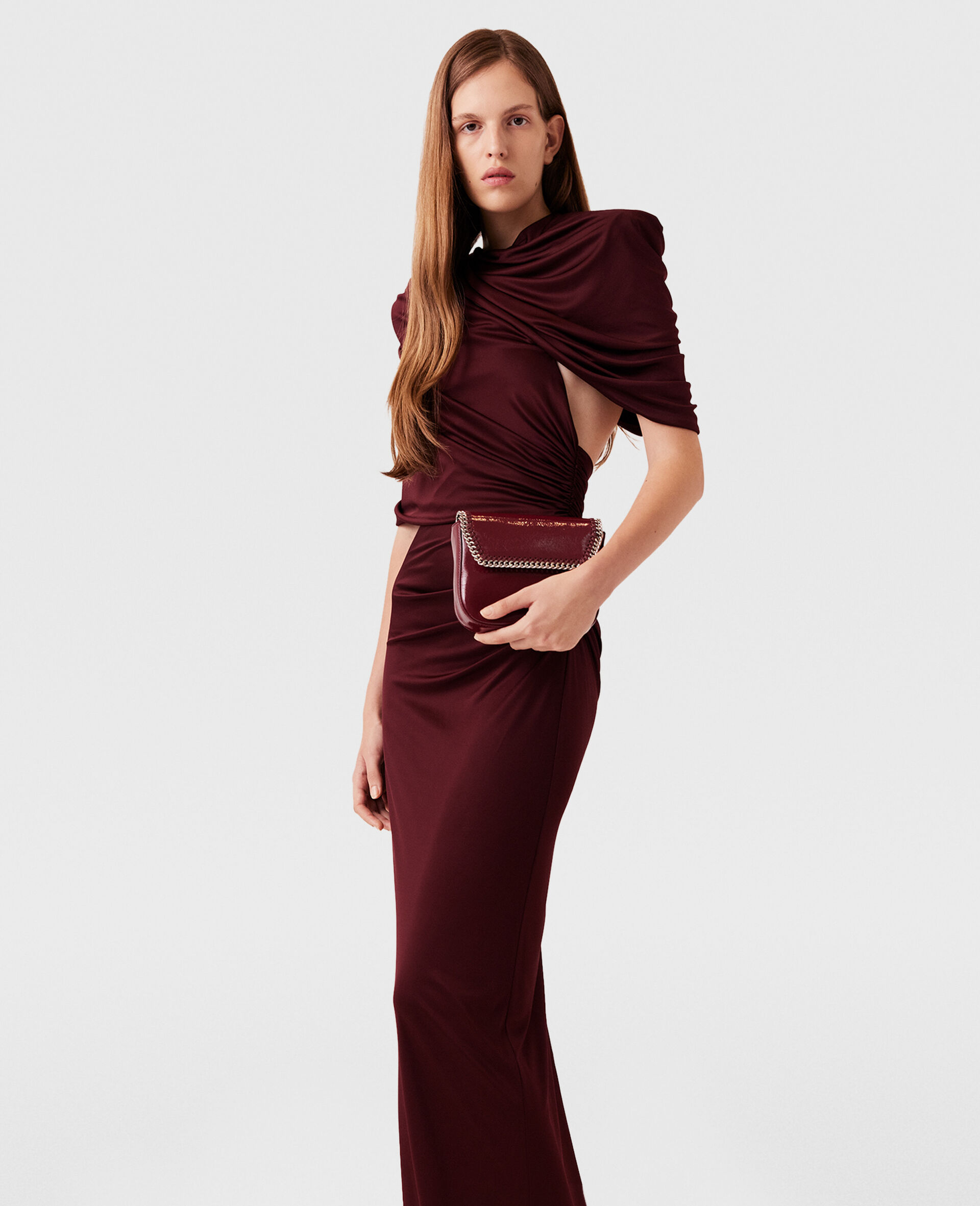 Wrap-Over Maxi Dress-Red-model Wrap-Over Maxi Dress-Red-model