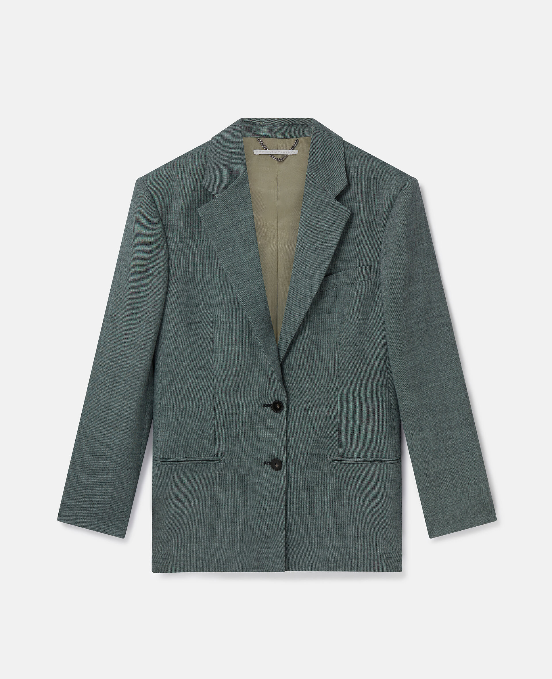 Mouline羊毛阔型西装外套-绿色-medium