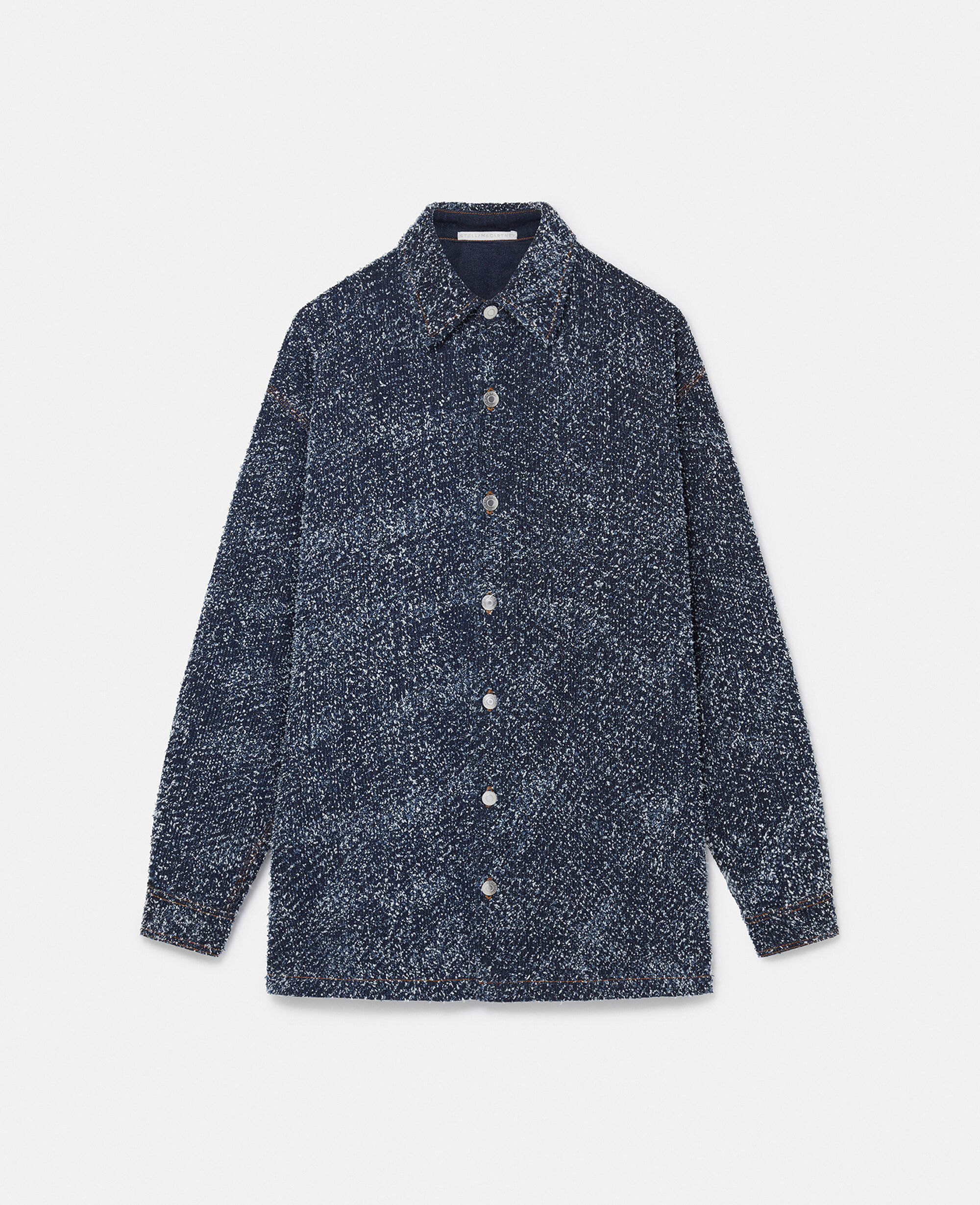 Women Speckled blue Oversized Denim Bouclé Shirt | Stella McCartney US