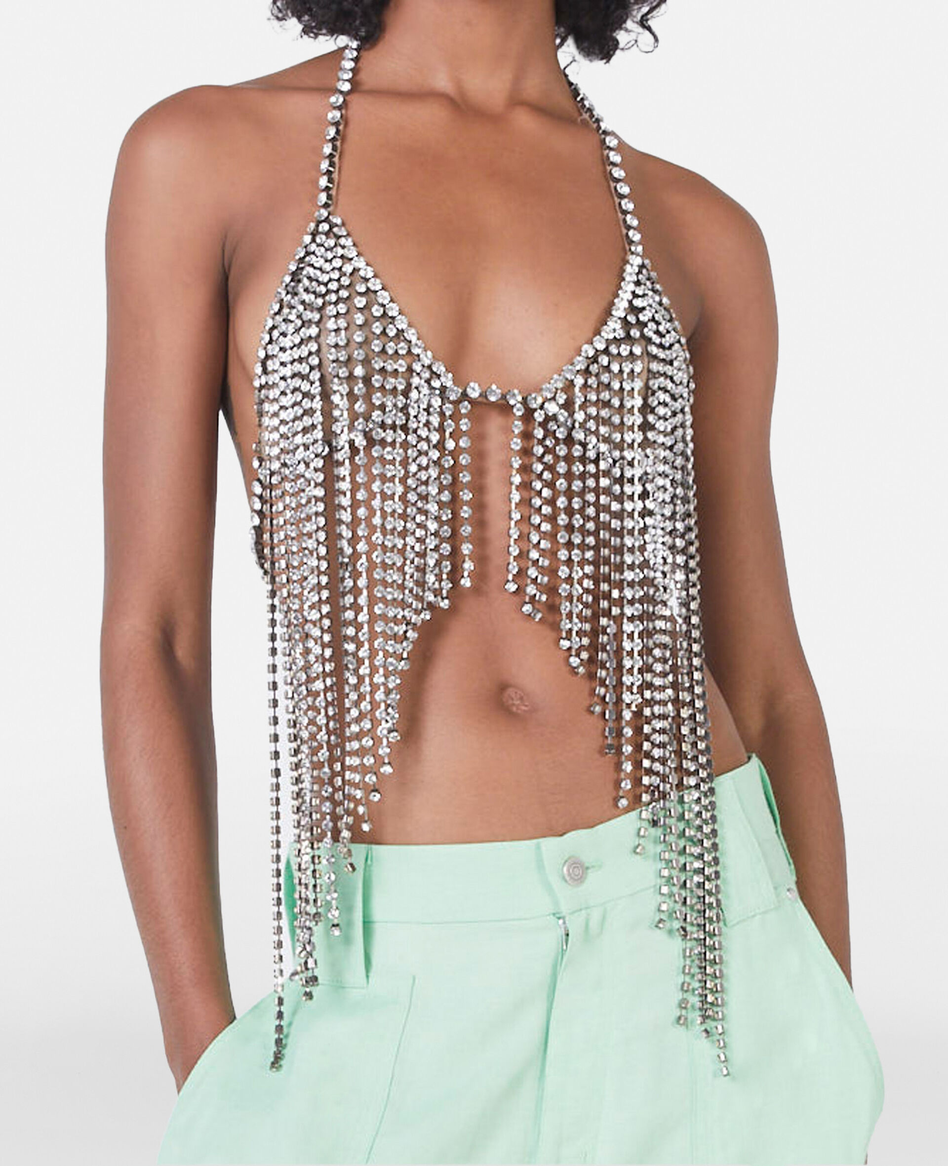 Soutien gorge a franges en cristal-Blanc-large image number 1