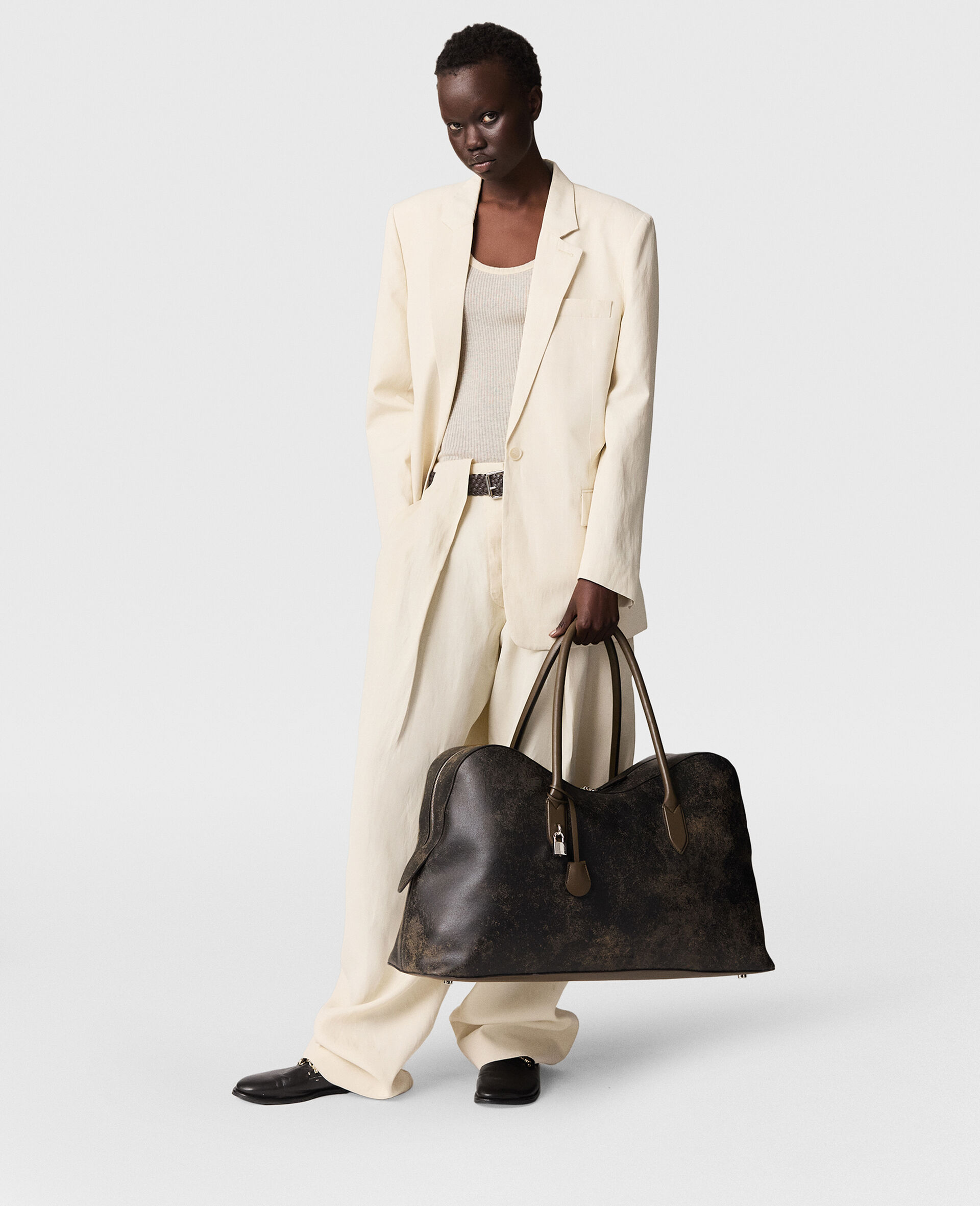 Slouchy Paneled Pants-Beige-large image number 5