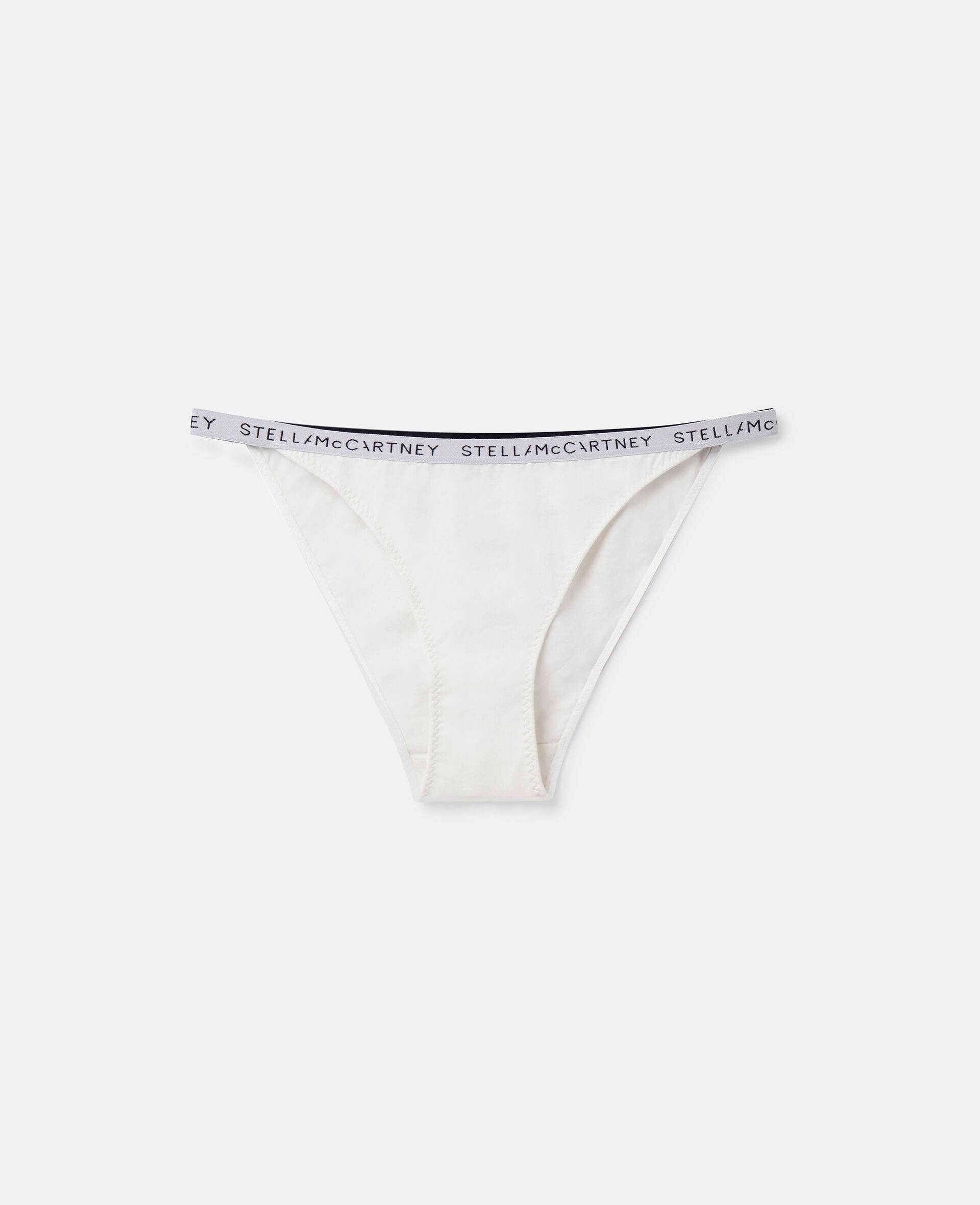 Women White Logo Tape String Bikini Briefs