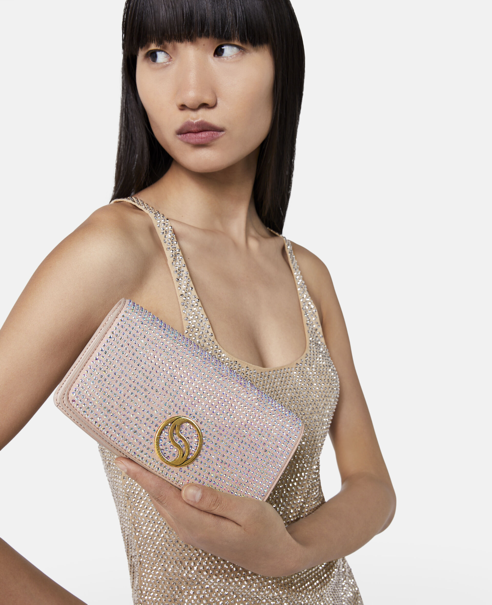 Portefeuille a bandouliere avec cristaux thermocolles S Wave-Noir-large image number 0