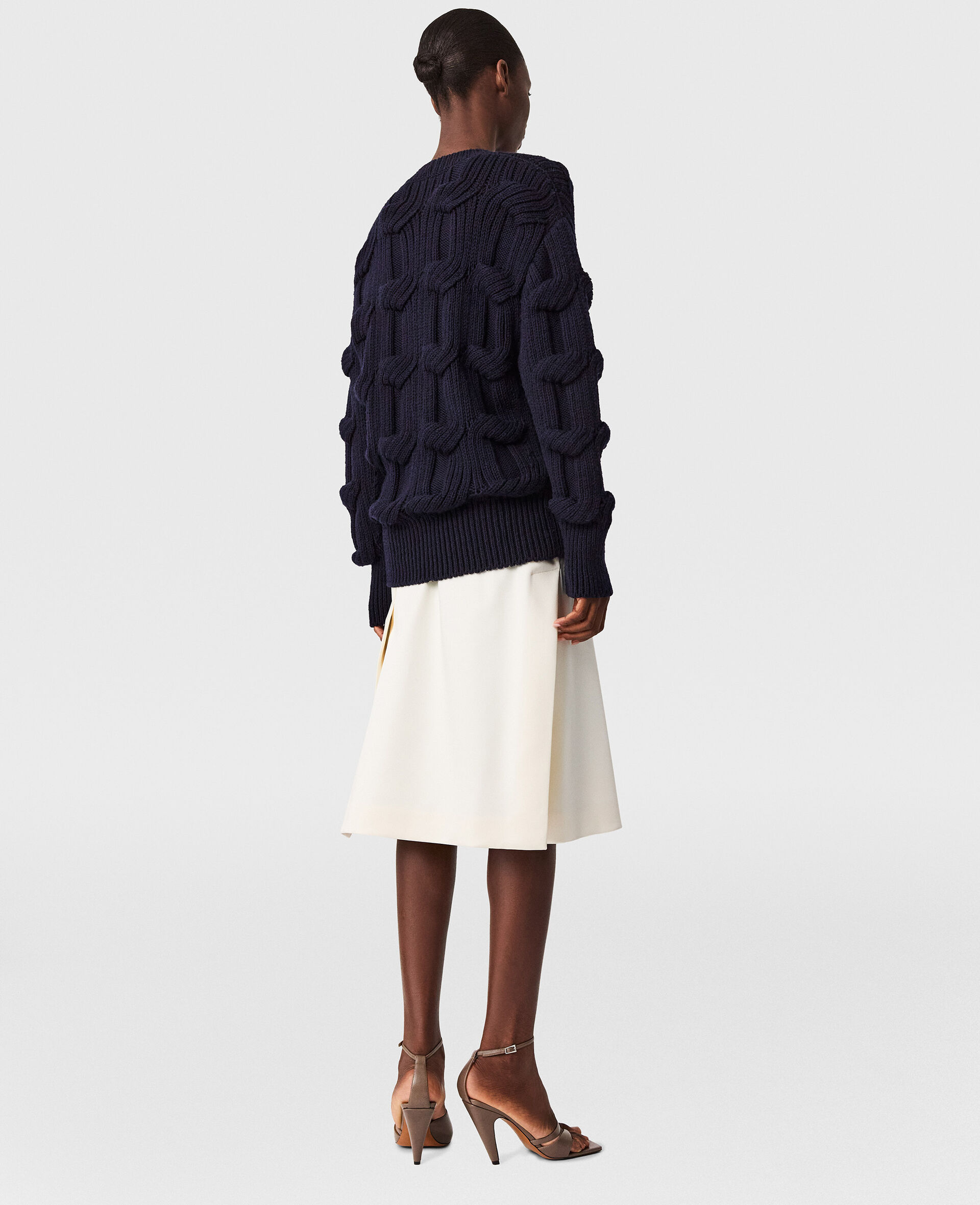 Tailored Satin Midi Skirt-Black-large image number 3