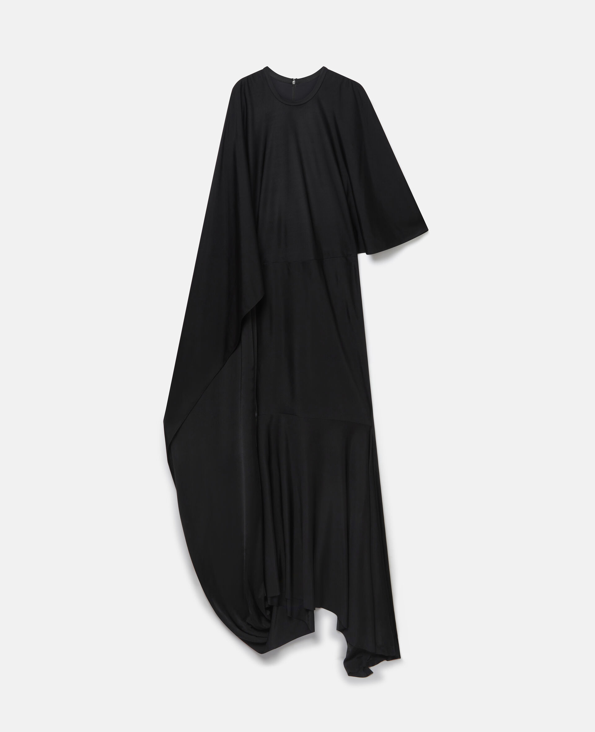 Asymmetric Cape Sleeve Dress-Black-large image number 0