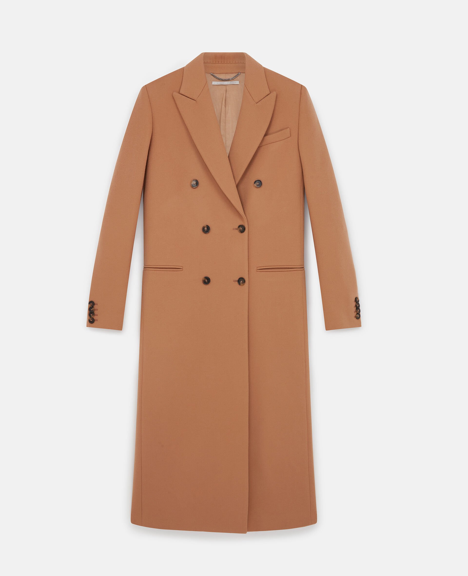 Double Breasted Longline Coat-Beige-medium