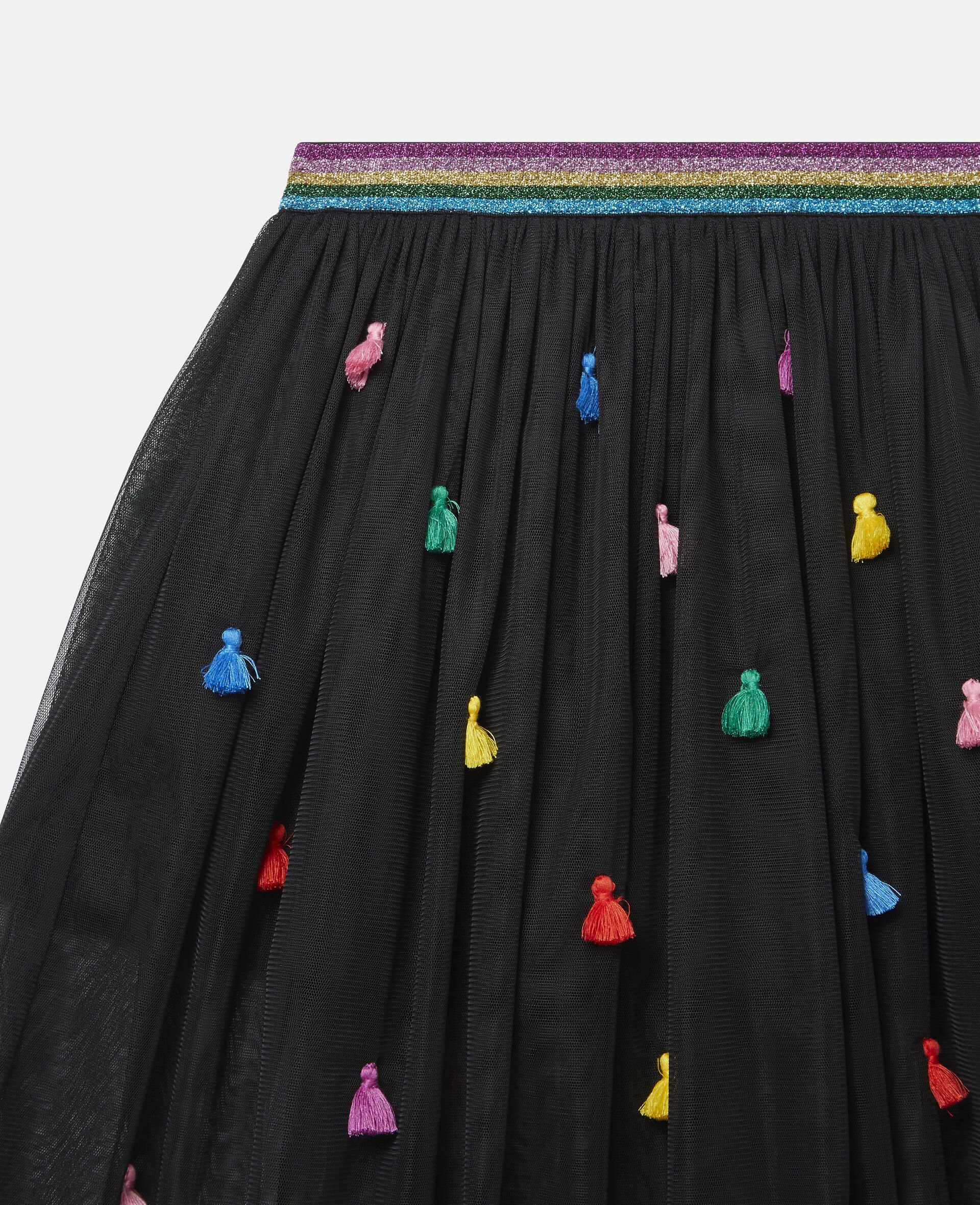 Tassels Tulle Skirt -Black-large image number 2