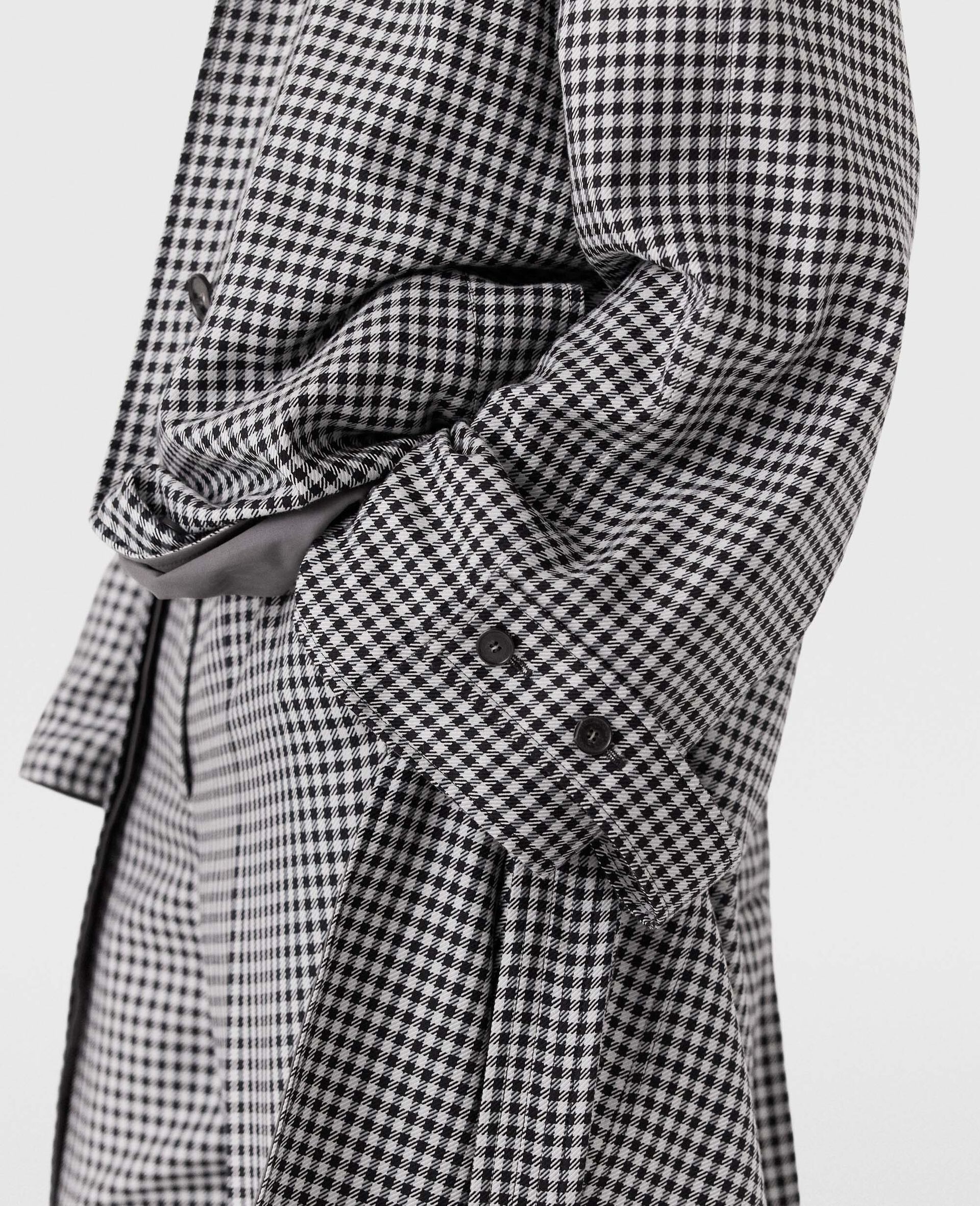 Oversized Check Belted Trench Coat-Cream-large image number 8