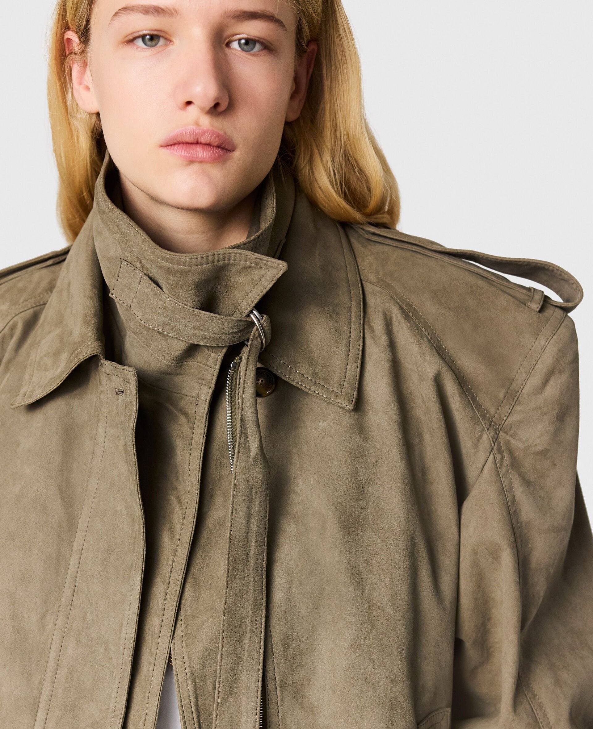 Suede-Effect Double-Layer Jacket-Brown-large image number 3